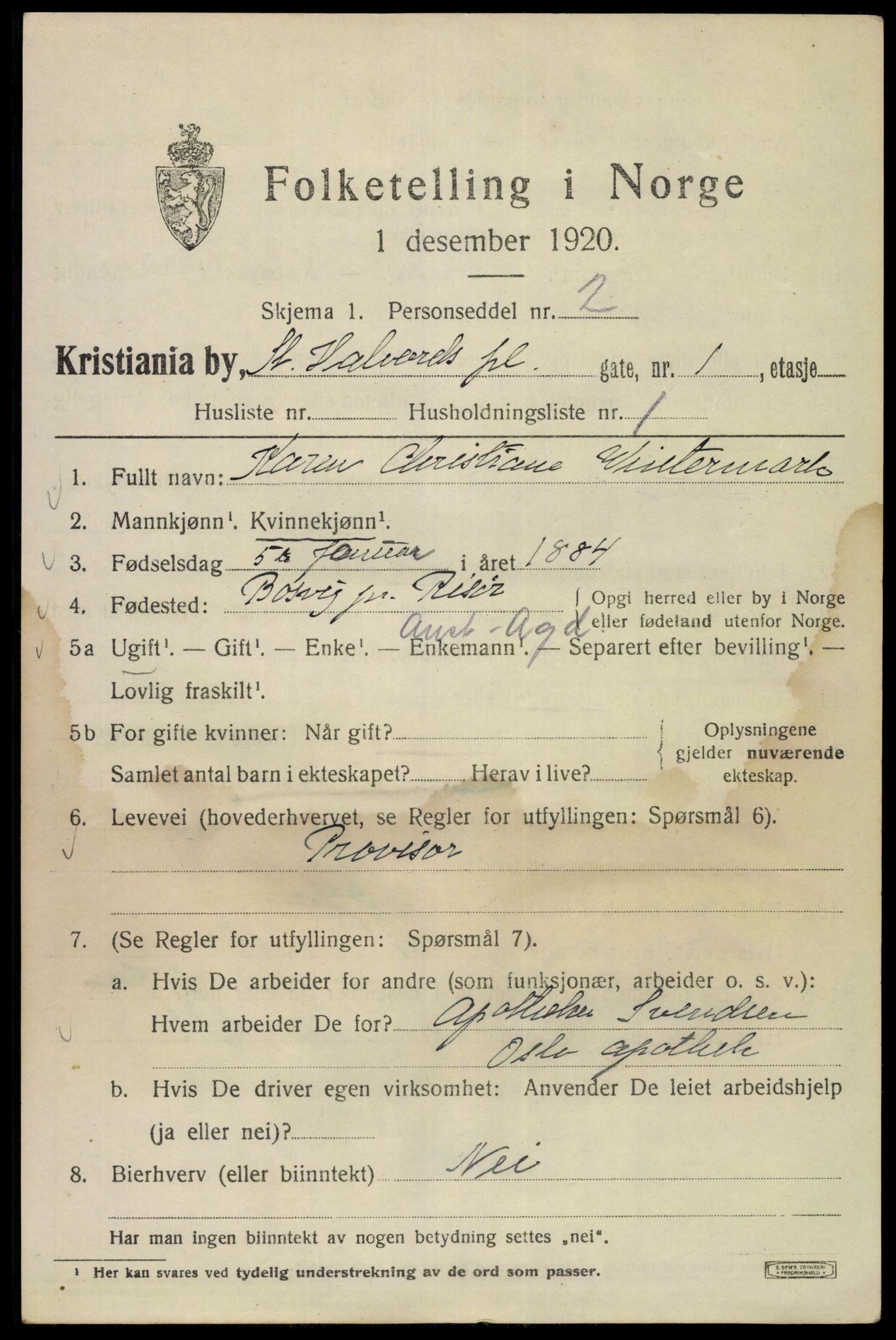 SAO, 1920 census for Kristiania, 1920, p. 534017