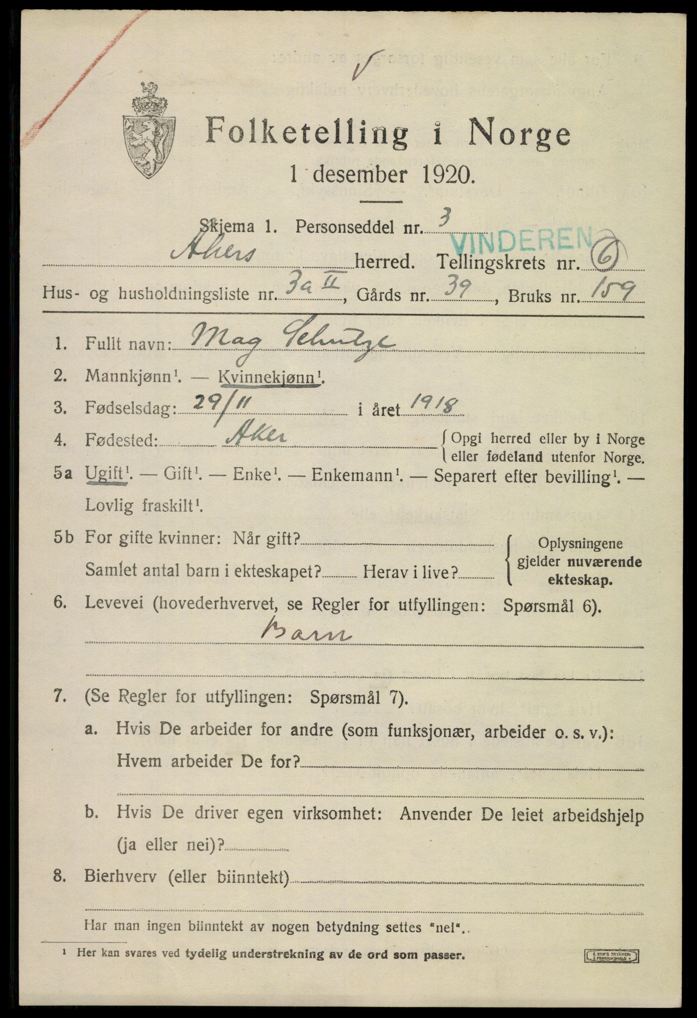 SAO, 1920 census for Aker, 1920, p. 40684