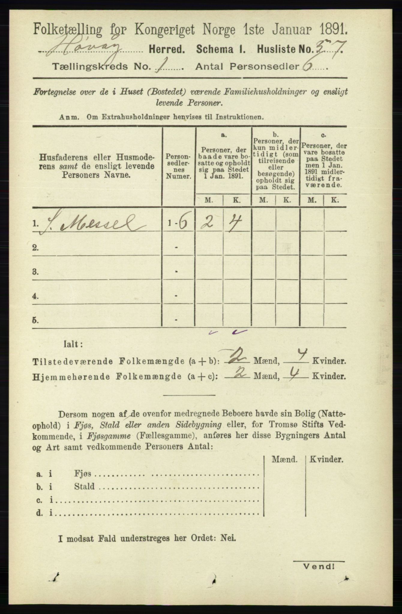 RA, 1891 census for 0927 Høvåg, 1891, p. 75