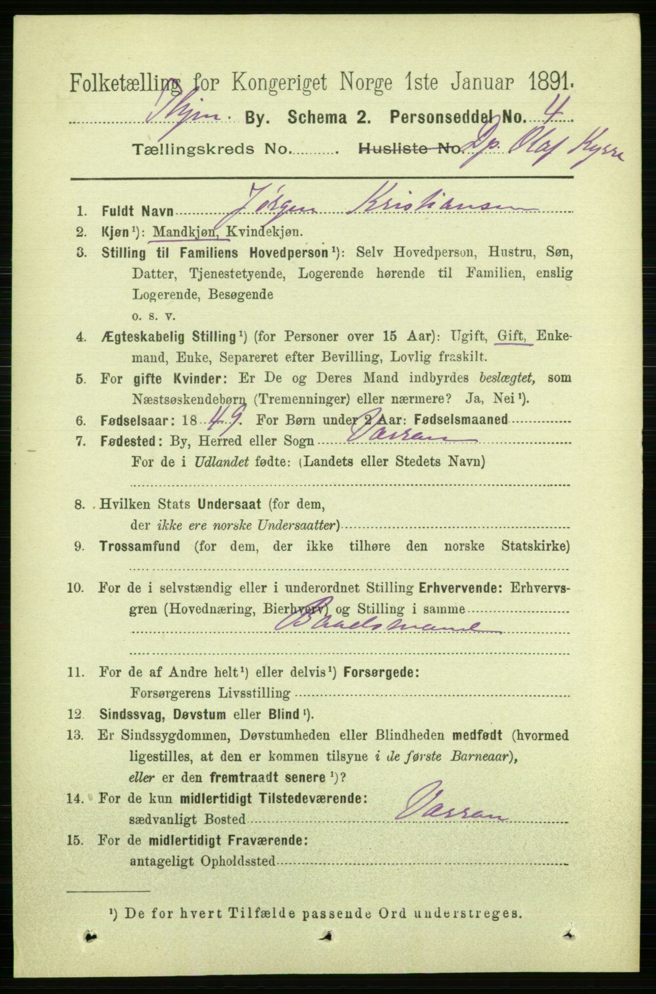 RA, 1891 census for 1601 Trondheim, 1891, p. 28545