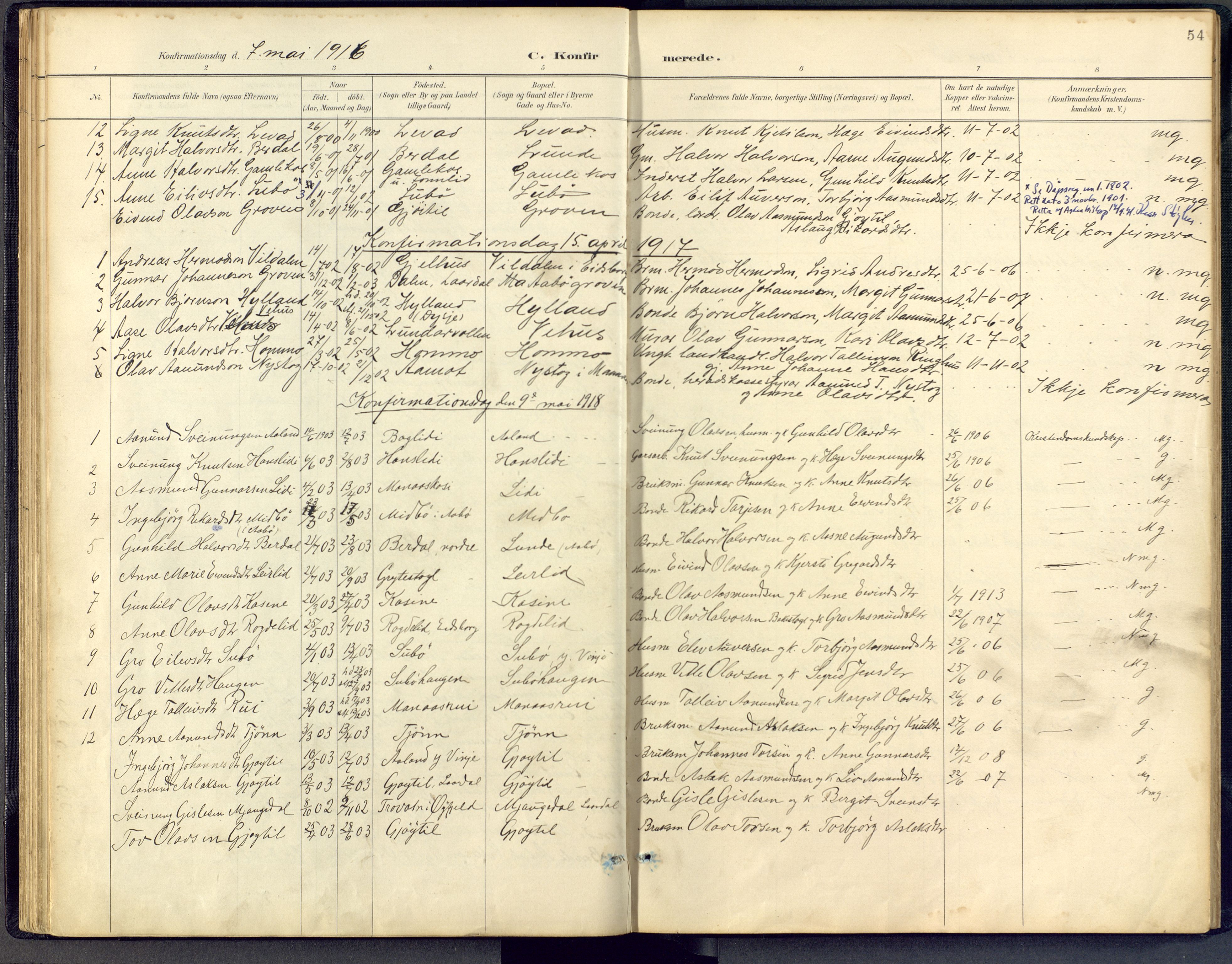Vinje kirkebøker, SAKO/A-312/F/Fb/L0002: Parish register (official) no. II 2, 1887-1925, p. 54
