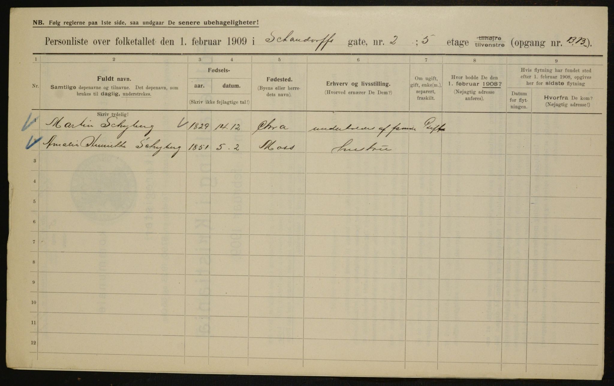 OBA, Municipal Census 1909 for Kristiania, 1909, p. 81414