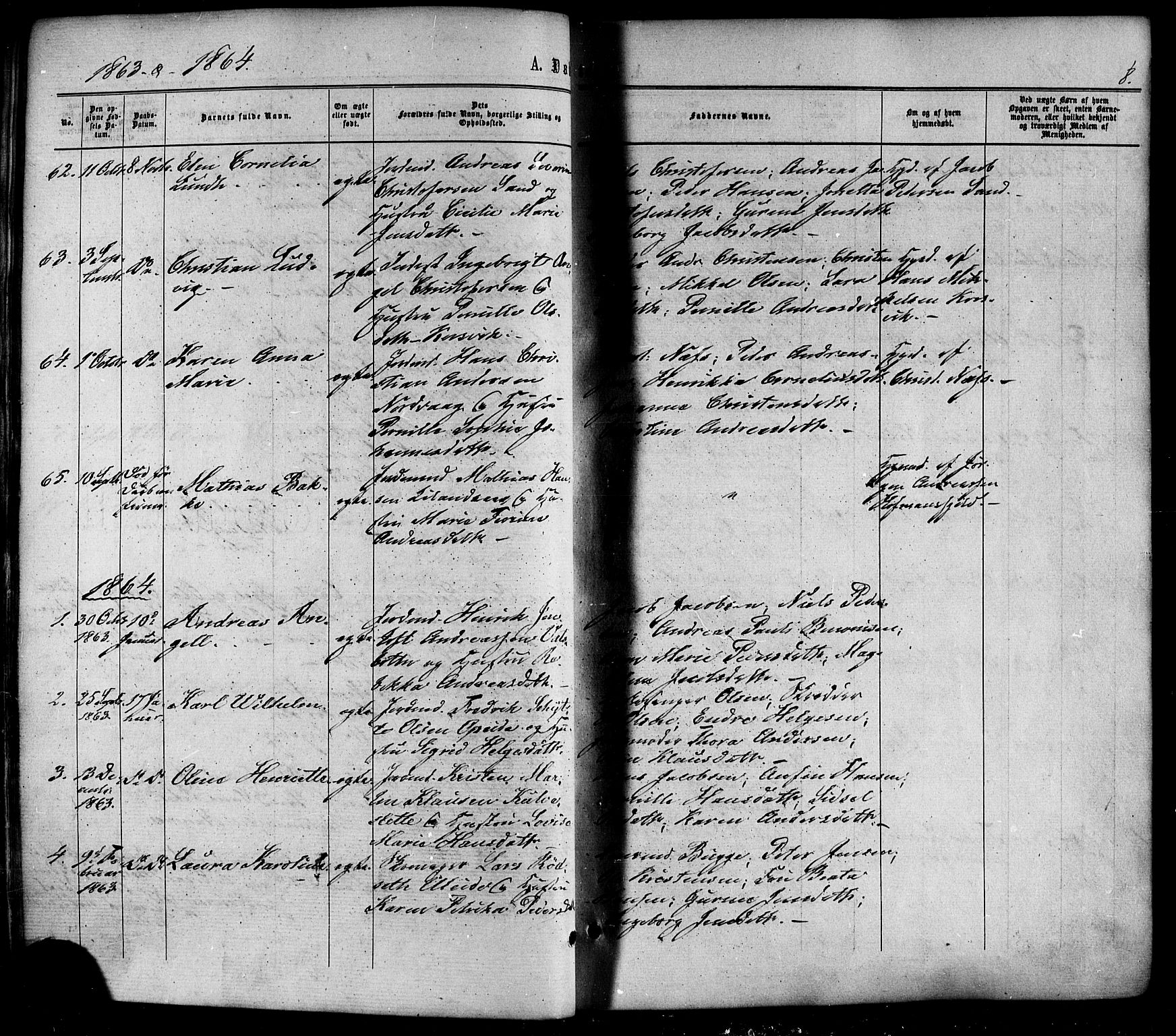 Ministerialprotokoller, klokkerbøker og fødselsregistre - Nordland, SAT/A-1459/859/L0845: Parish register (official) no. 859A05, 1863-1877, p. 8