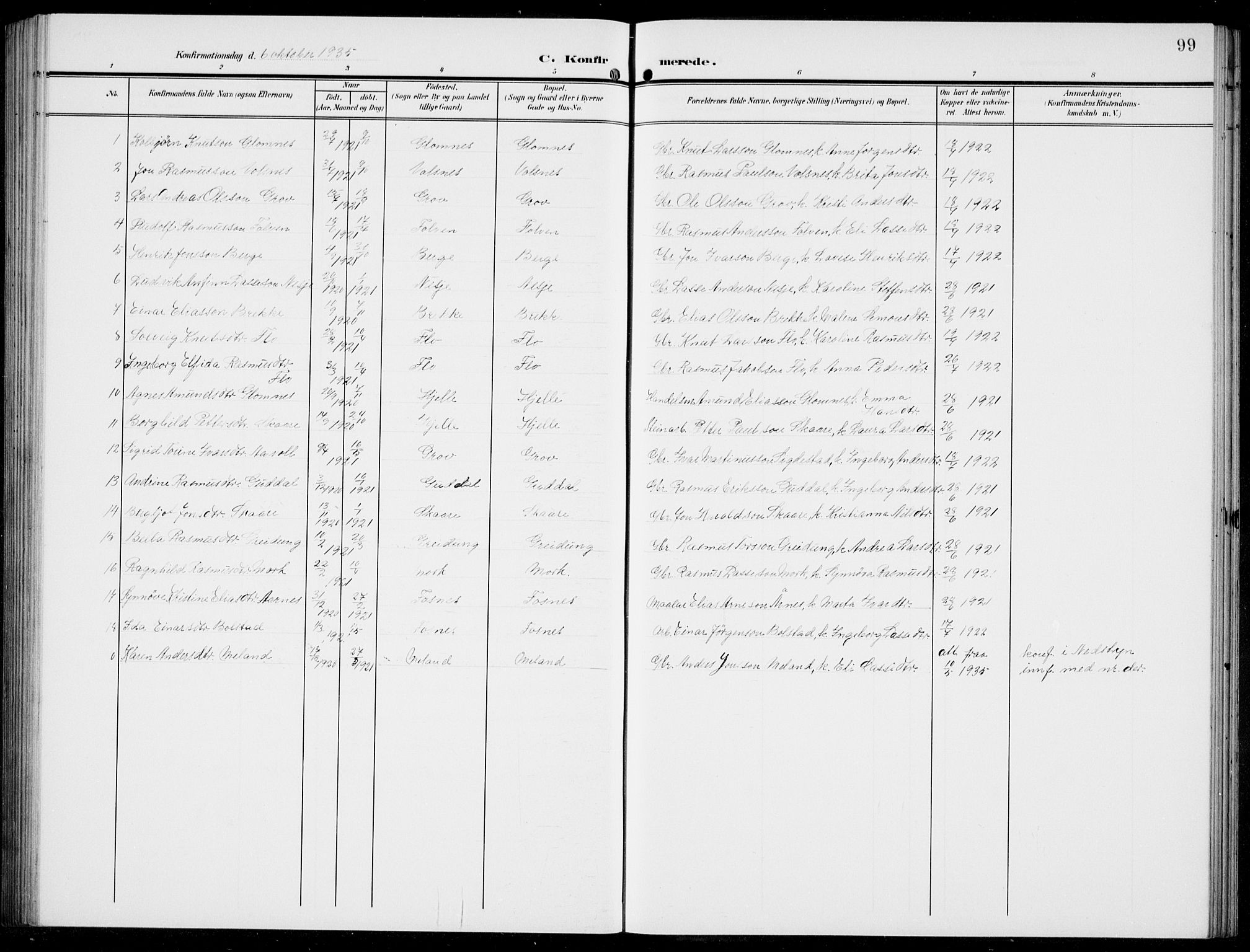 Stryn Sokneprestembete, AV/SAB-A-82501: Parish register (copy) no. C 4, 1905-1936, p. 99