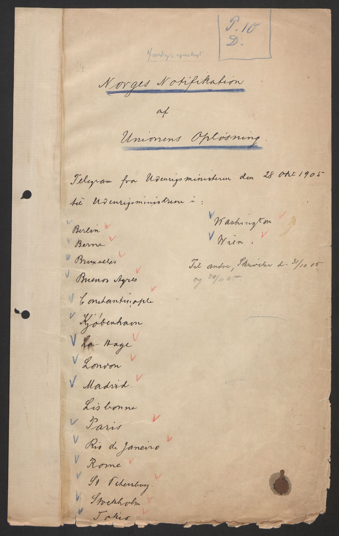 Utenriksdepartementet, AV/RA-S-2259, 1905-1930, p. 2