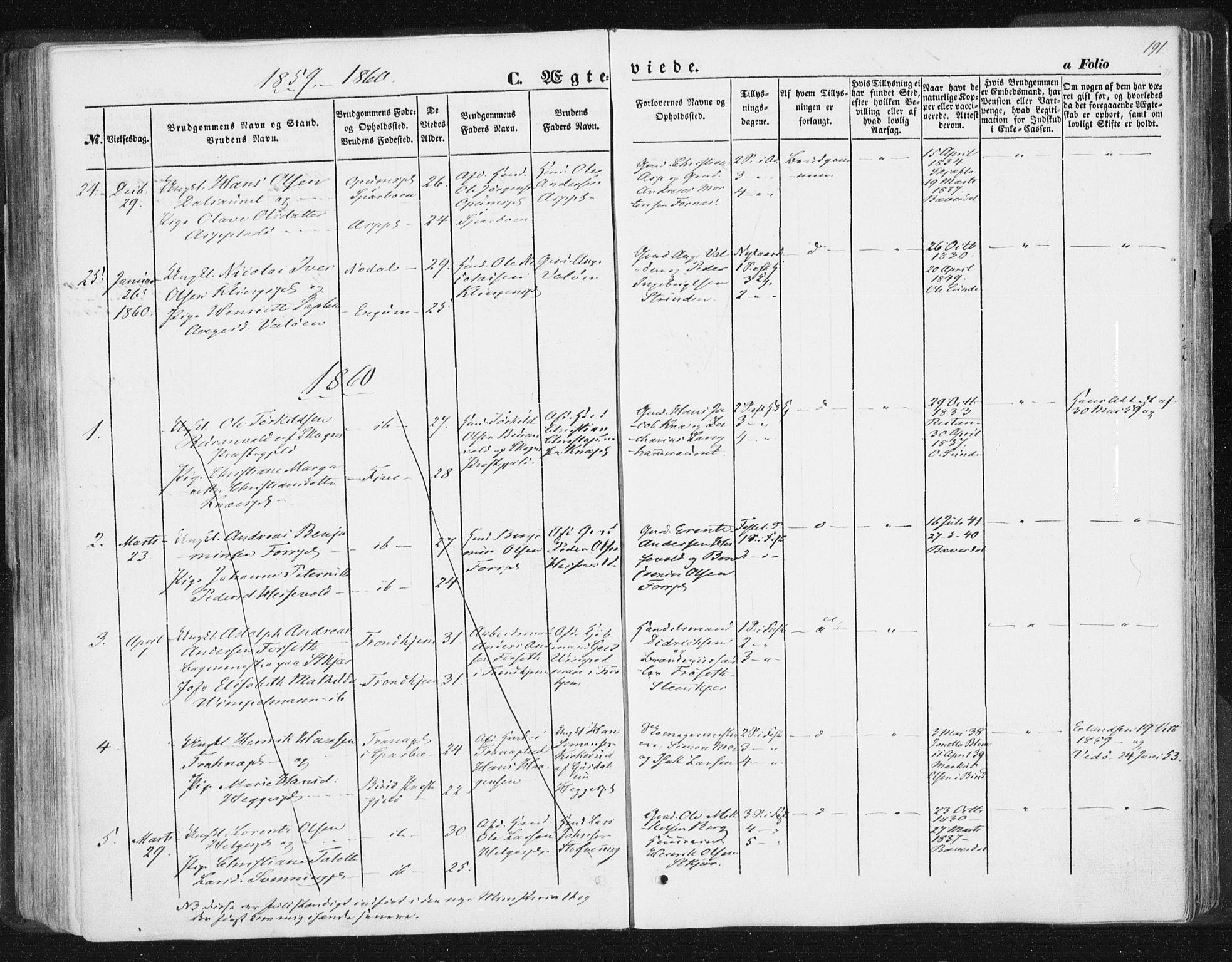 Ministerialprotokoller, klokkerbøker og fødselsregistre - Nord-Trøndelag, SAT/A-1458/746/L0446: Parish register (official) no. 746A05, 1846-1859, p. 191