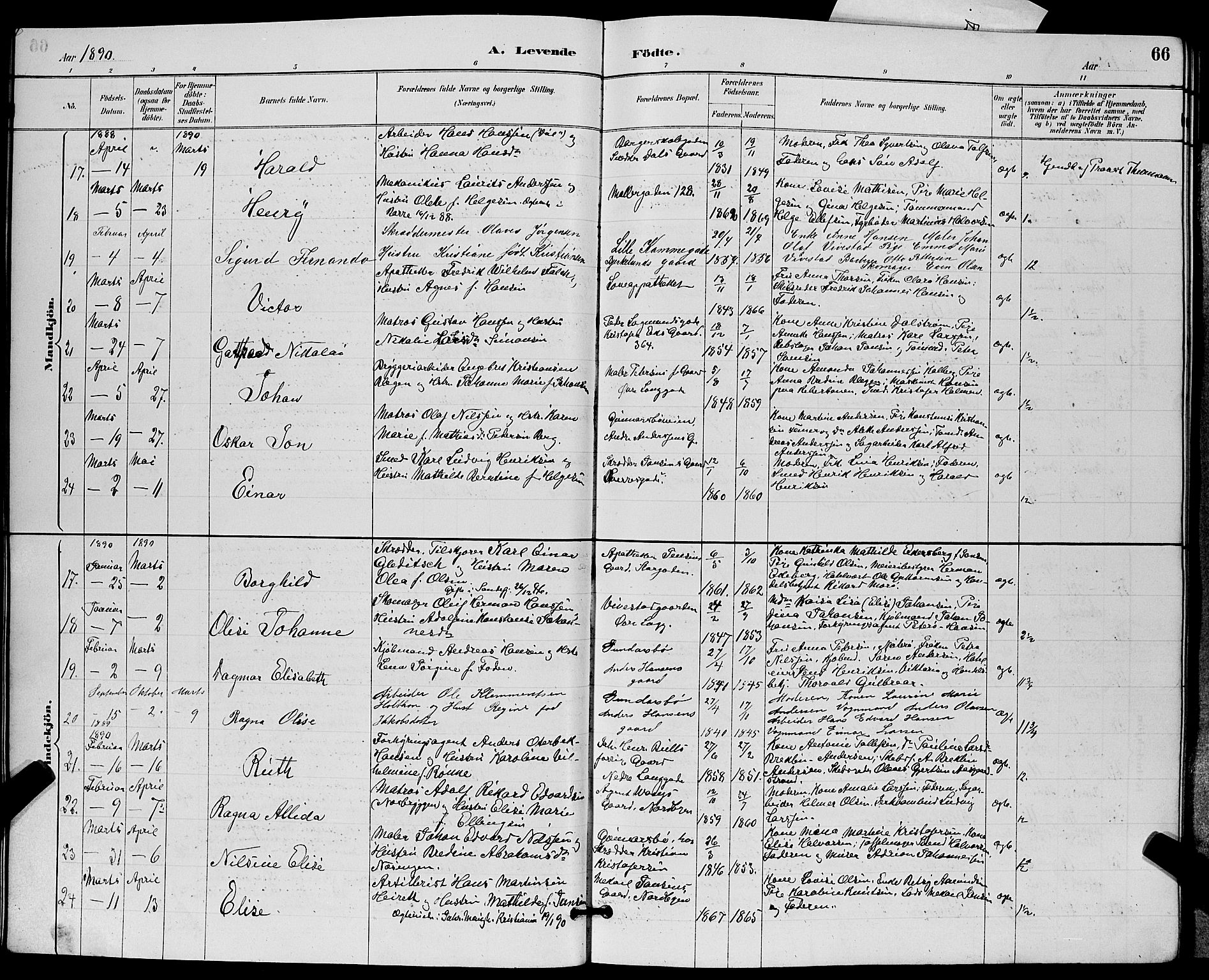 Tønsberg kirkebøker, AV/SAKO-A-330/G/Ga/L0006: Parish register (copy) no. 6, 1885-1895, p. 66