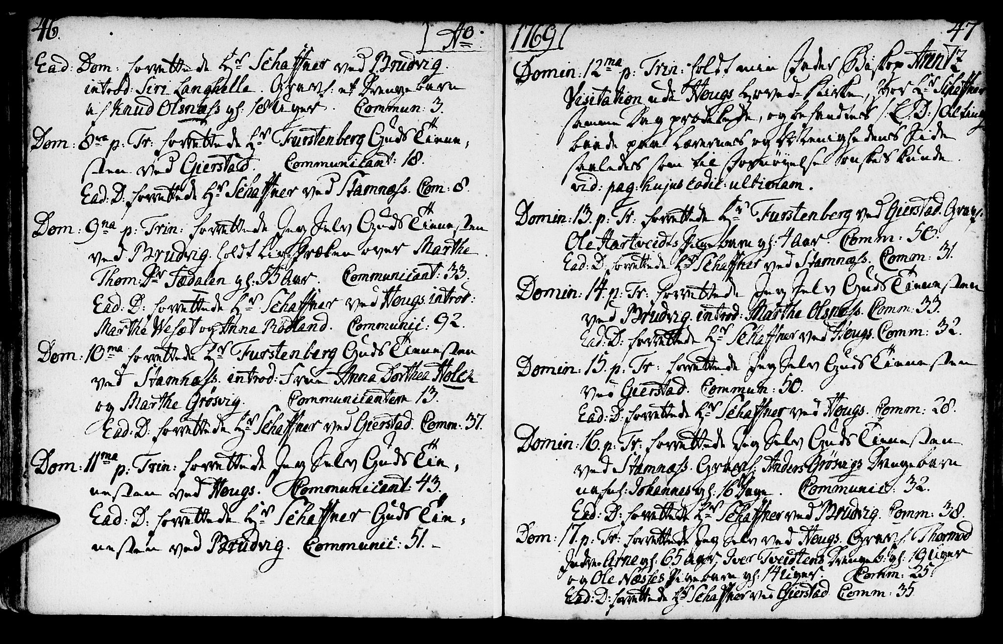 Haus sokneprestembete, AV/SAB-A-75601/H/Haa: Parish register (official) no. A 9, 1767-1781, p. 46-47