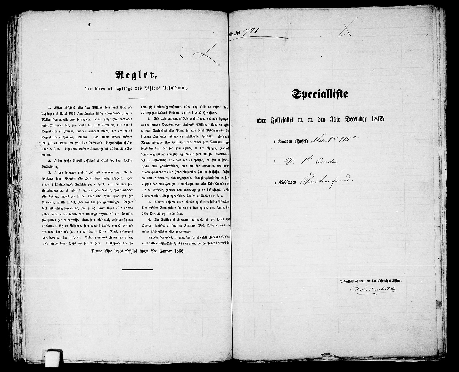 RA, 1865 census for Kristiansand, 1865, p. 1487