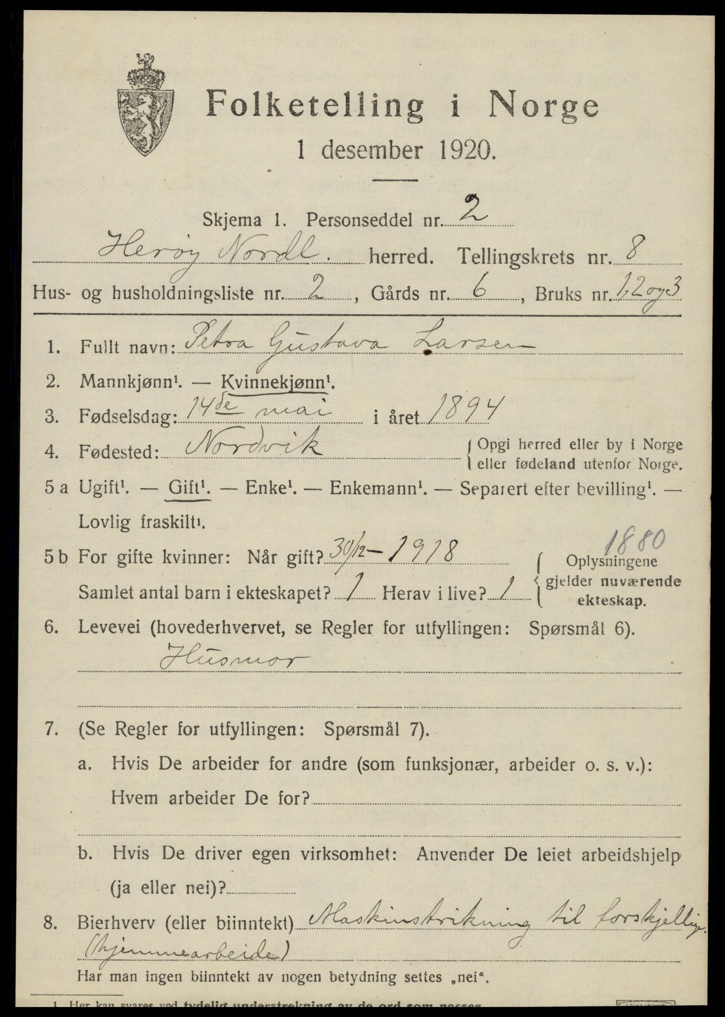 SAT, 1920 census for Herøy, 1920, p. 4986