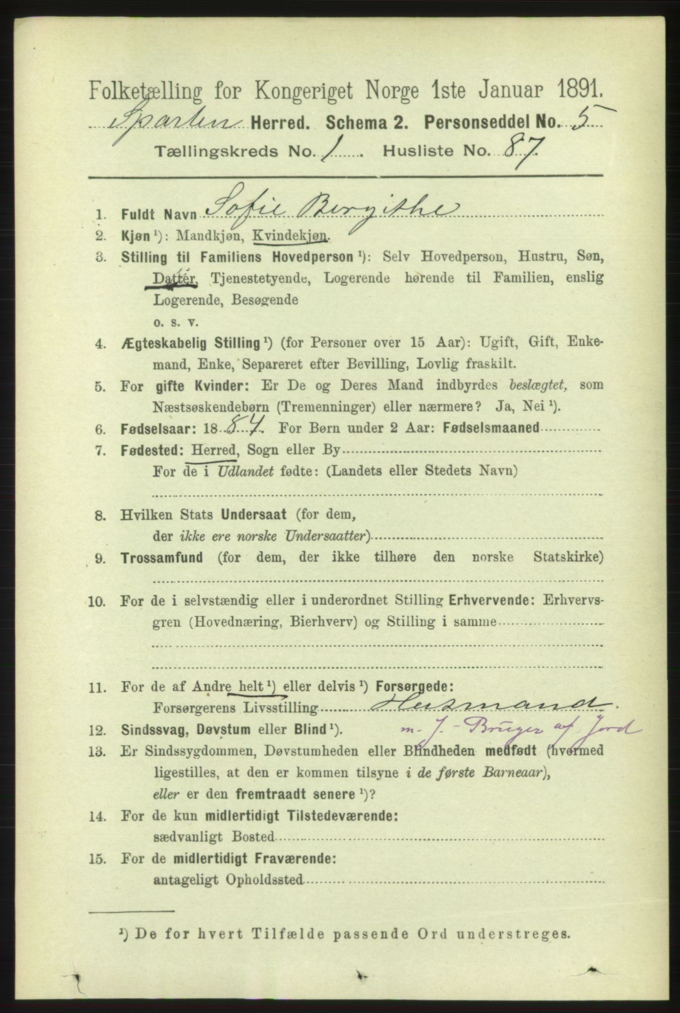 RA, 1891 census for 1731 Sparbu, 1891, p. 632