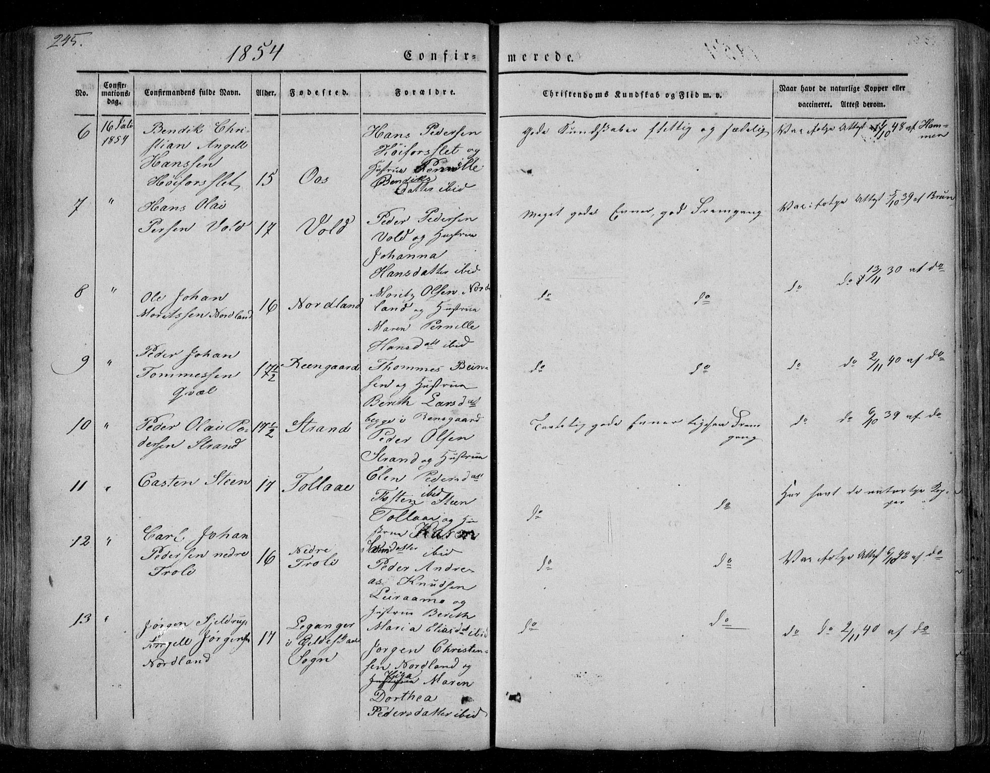 Ministerialprotokoller, klokkerbøker og fødselsregistre - Nordland, AV/SAT-A-1459/846/L0644: Parish register (official) no. 846A02, 1837-1872, p. 245