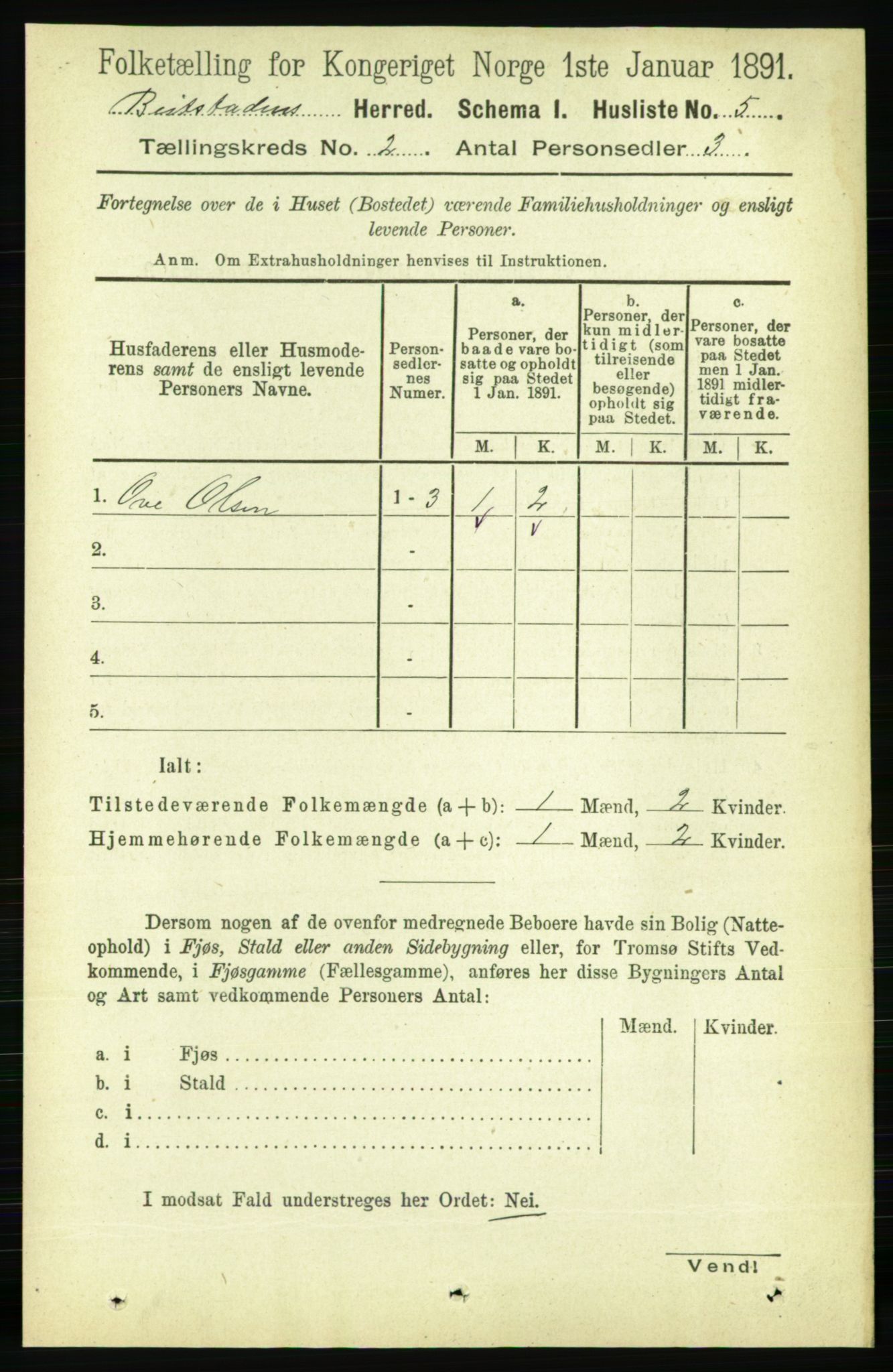 RA, 1891 census for 1727 Beitstad, 1891, p. 321