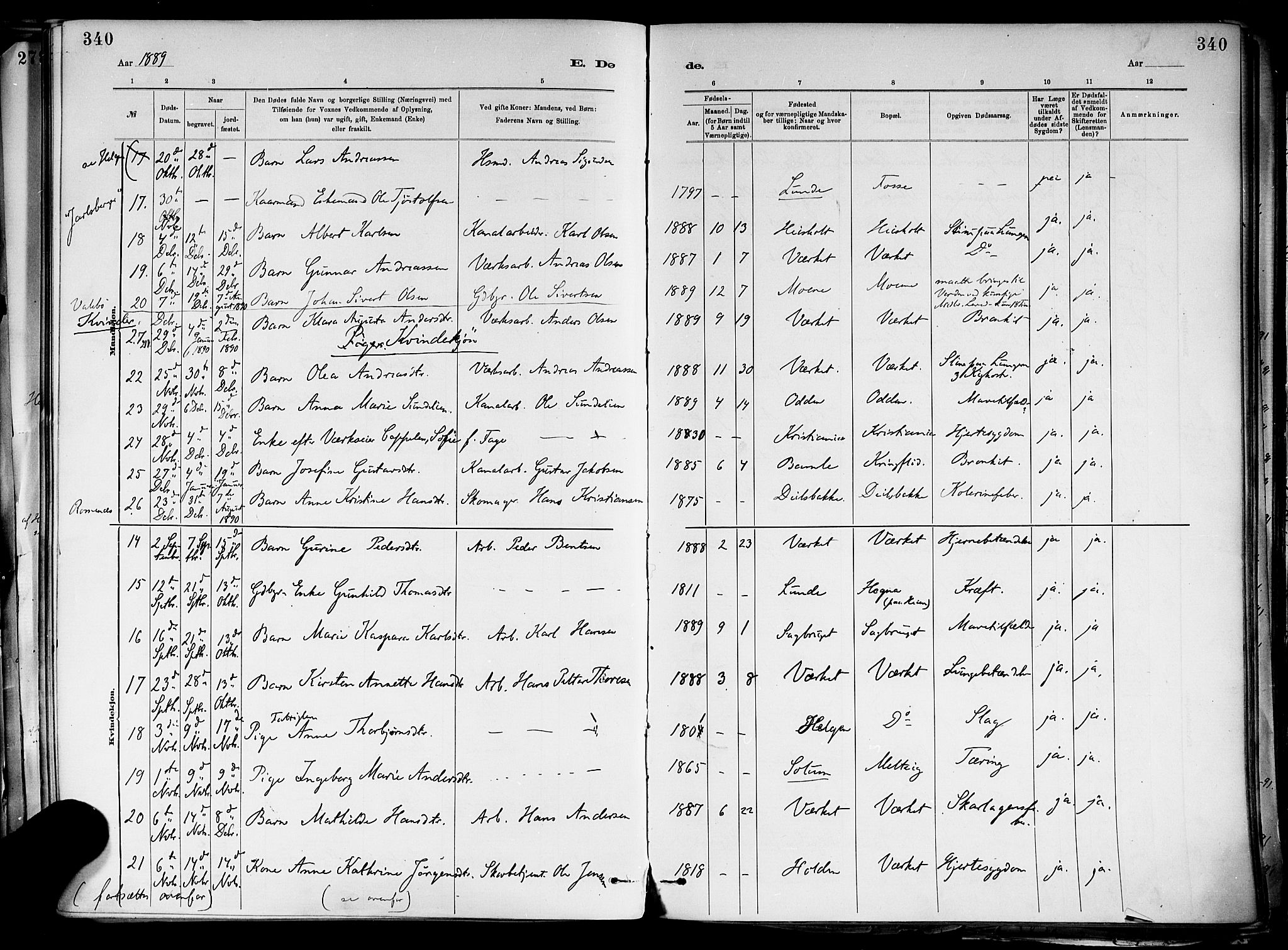Holla kirkebøker, SAKO/A-272/F/Fa/L0008: Parish register (official) no. 8, 1882-1897, p. 340