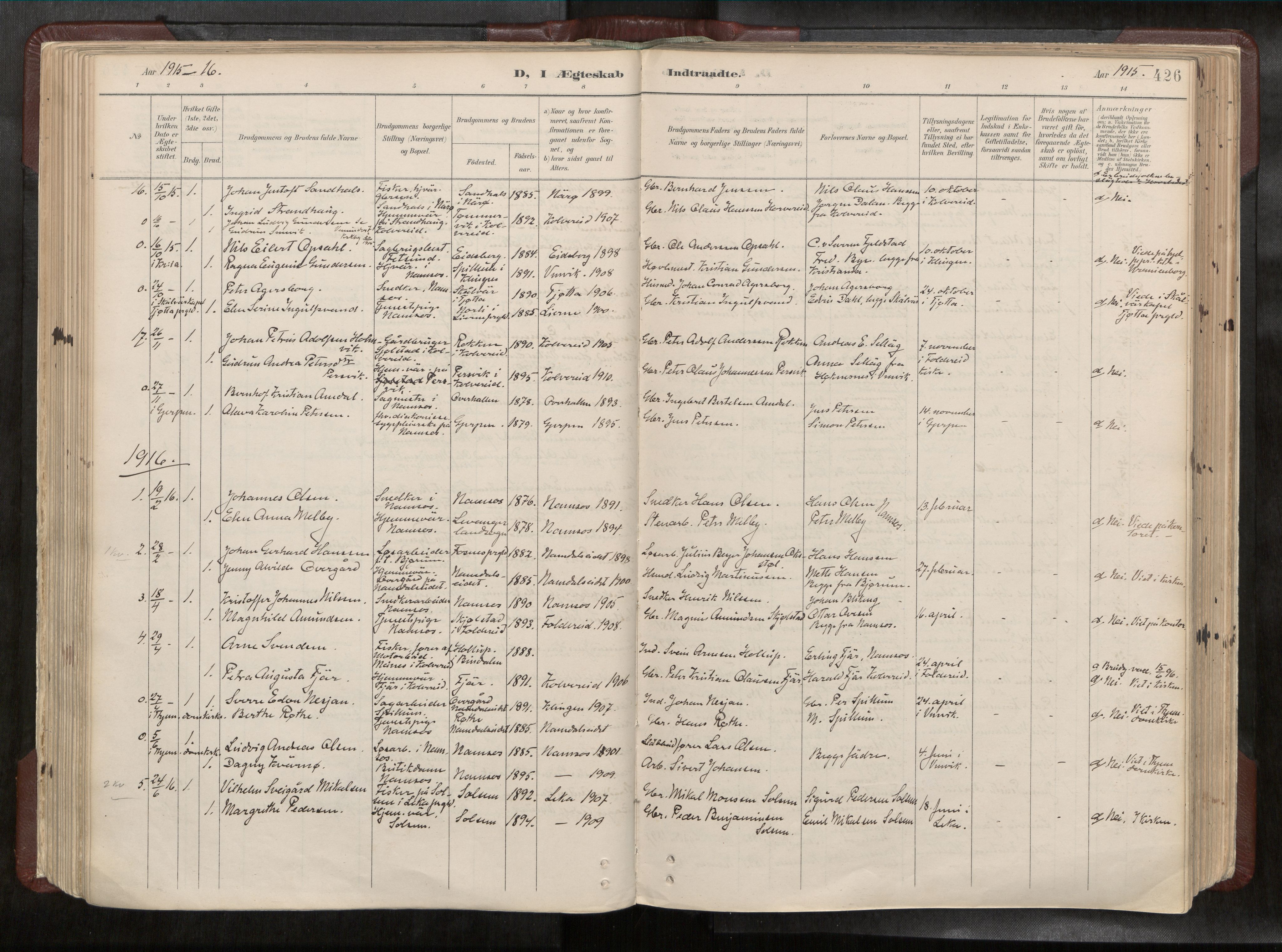 Ministerialprotokoller, klokkerbøker og fødselsregistre - Nord-Trøndelag, SAT/A-1458/768/L0579a: Parish register (official) no. 768A14, 1887-1931, p. 426