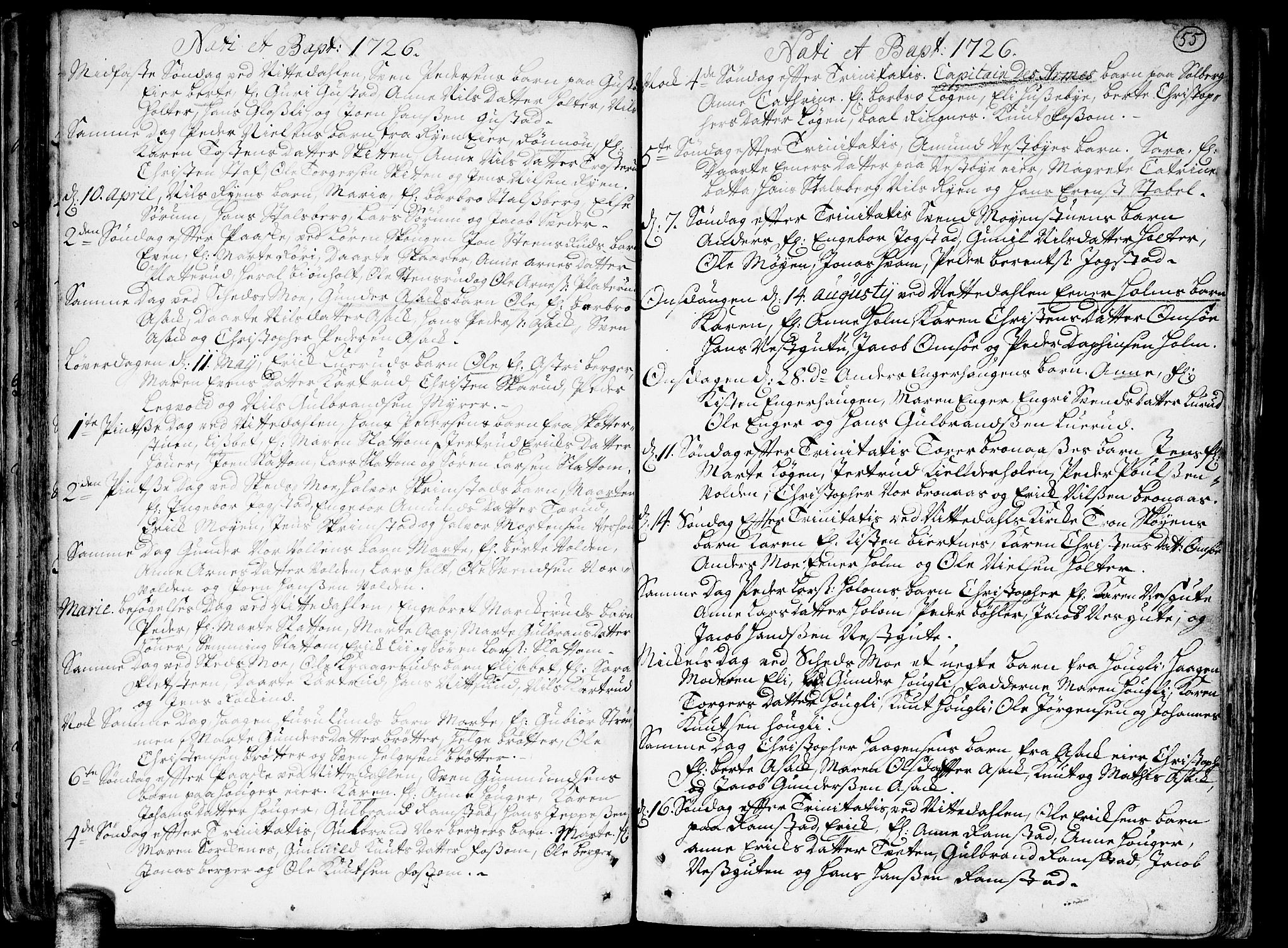 Skedsmo prestekontor Kirkebøker, SAO/A-10033a/F/Fa/L0002: Parish register (official) no. I 2, 1715-1727, p. 55
