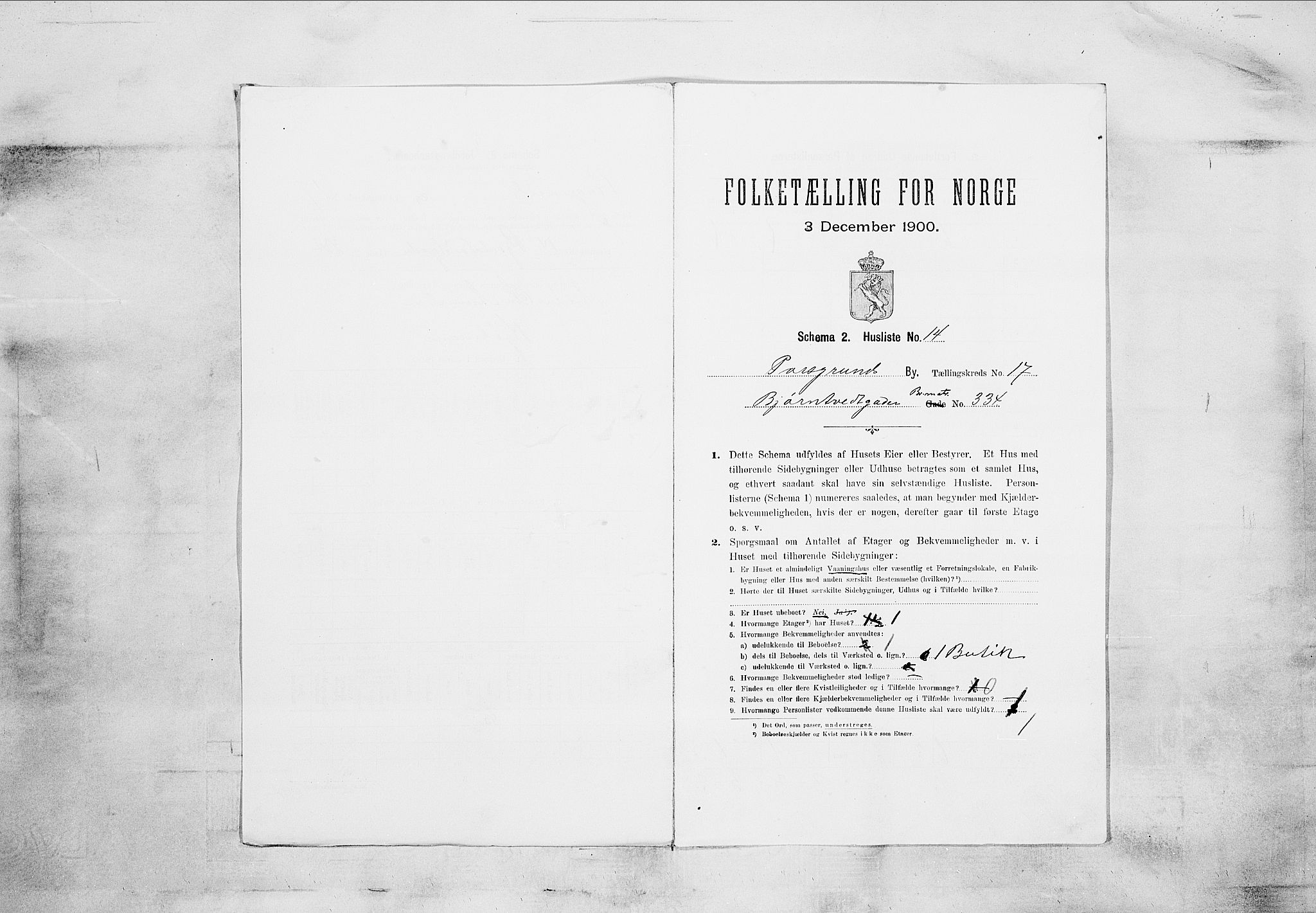 SAKO, 1900 census for Porsgrunn, 1900, p. 3220