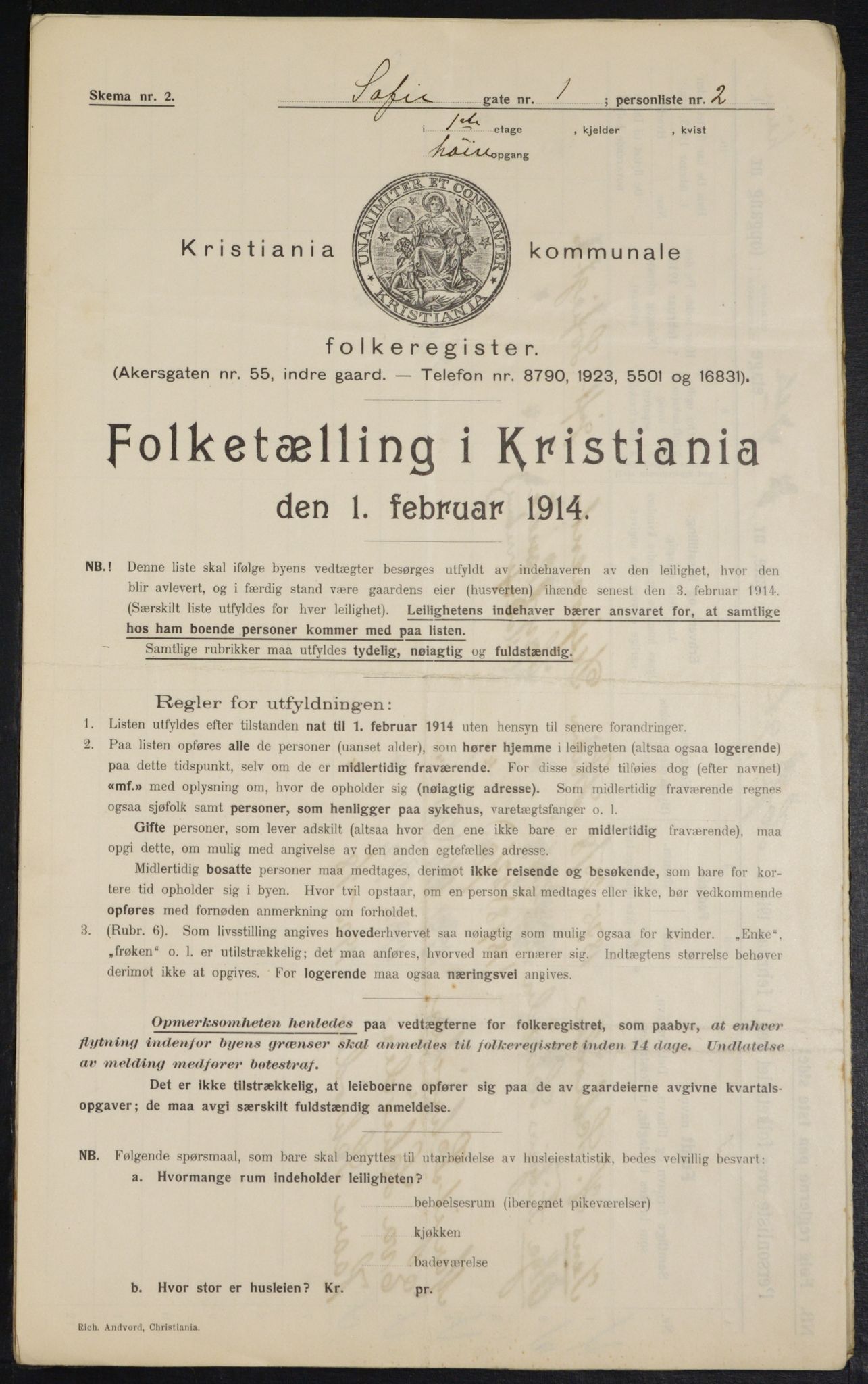 OBA, Municipal Census 1914 for Kristiania, 1914, p. 98576