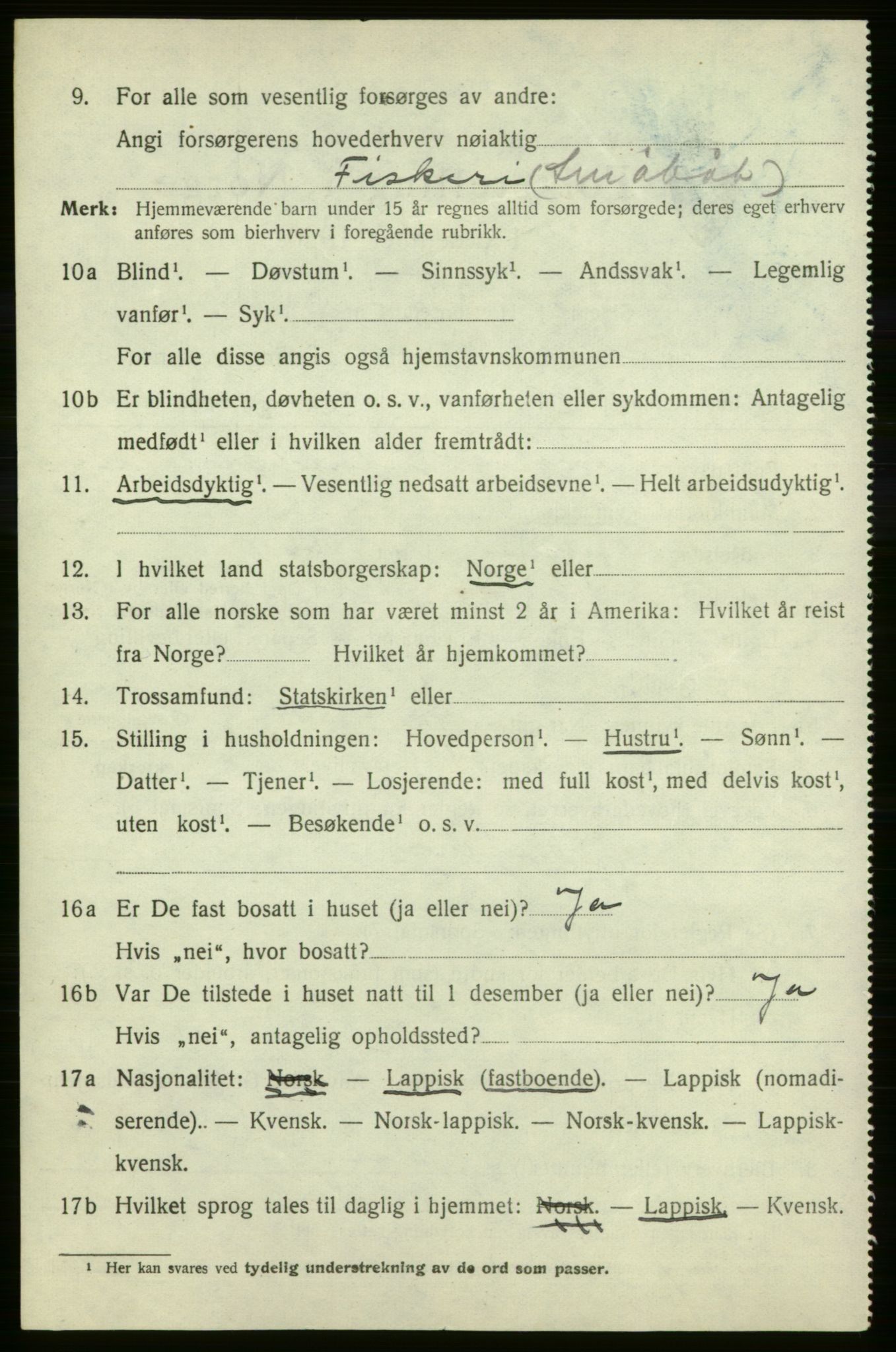 SATØ, 1920 census for Talvik, 1920, p. 3449