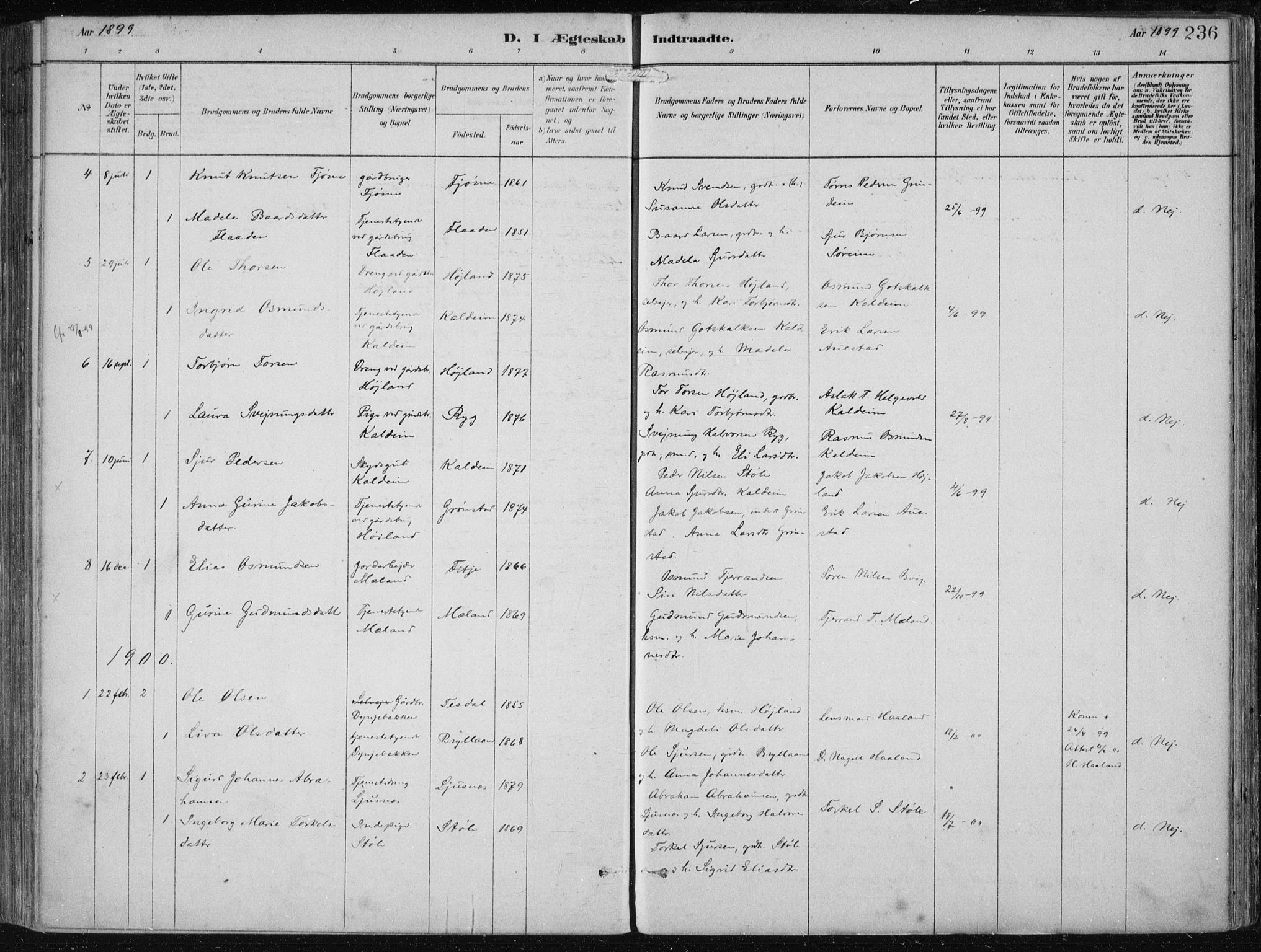 Etne sokneprestembete, SAB/A-75001/H/Haa: Parish register (official) no. B  1, 1879-1919, p. 236