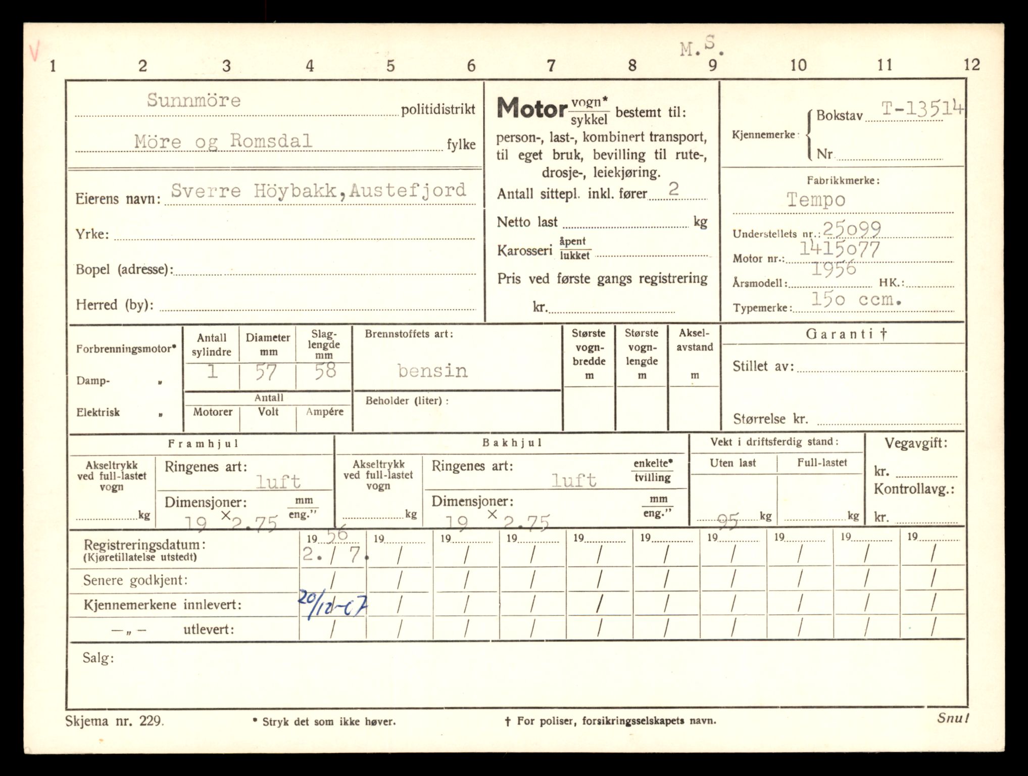 Møre og Romsdal vegkontor - Ålesund trafikkstasjon, AV/SAT-A-4099/F/Fe/L0039: Registreringskort for kjøretøy T 13361 - T 13530, 1927-1998, p. 2719