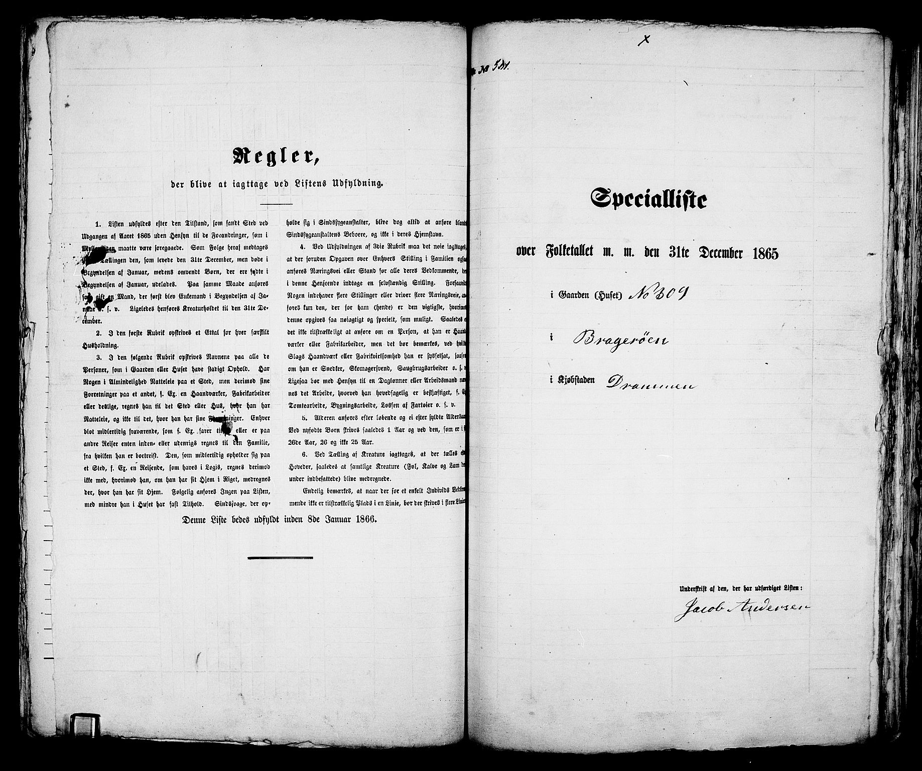 RA, 1865 census for Bragernes in Drammen, 1865, p. 1044