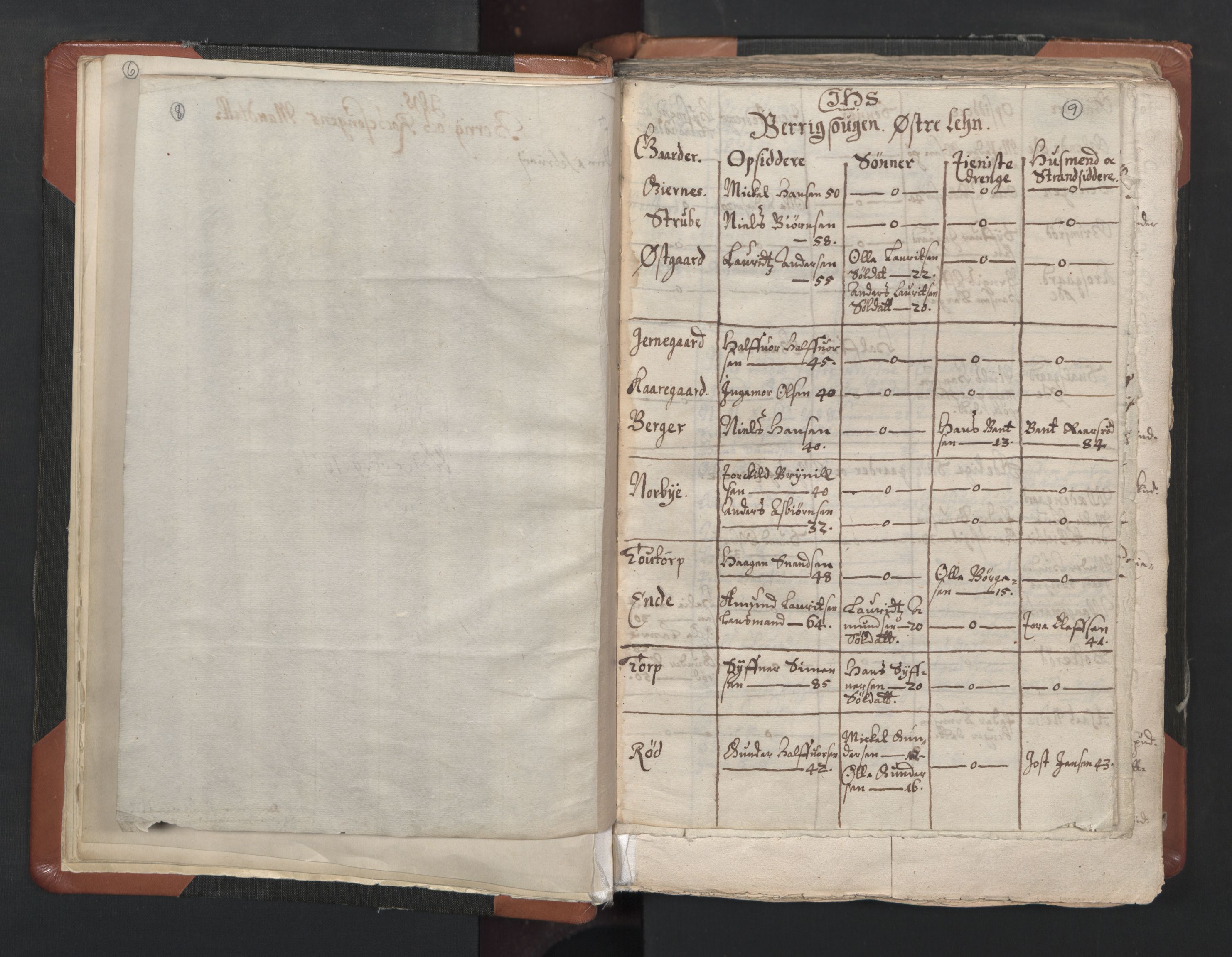 RA, Vicar's Census 1664-1666, no. 1: Nedre Borgesyssel deanery, 1664-1666, p. 8-9