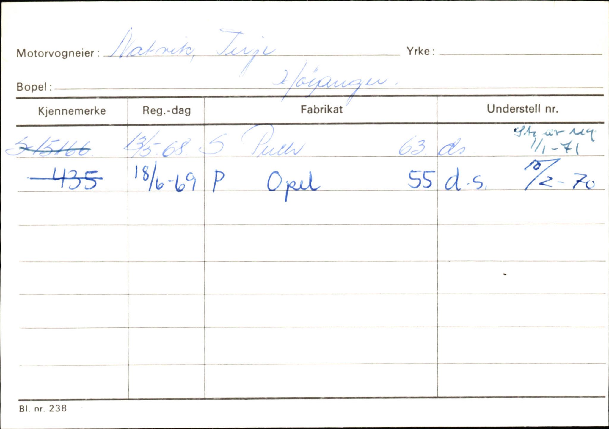 Statens vegvesen, Sogn og Fjordane vegkontor, SAB/A-5301/4/F/L0130: Eigarregister Eid T-Å. Høyanger A-O, 1945-1975, p. 2223