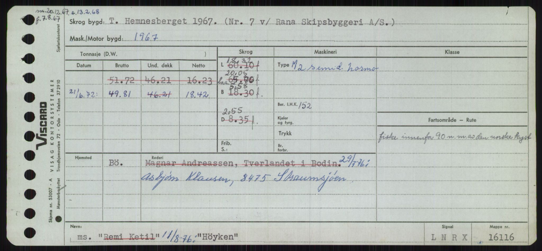 Sjøfartsdirektoratet med forløpere, Skipsmålingen, AV/RA-S-1627/H/Ha/L0003/0001: Fartøy, Hilm-Mar / Fartøy, Hilm-Kol, p. 215