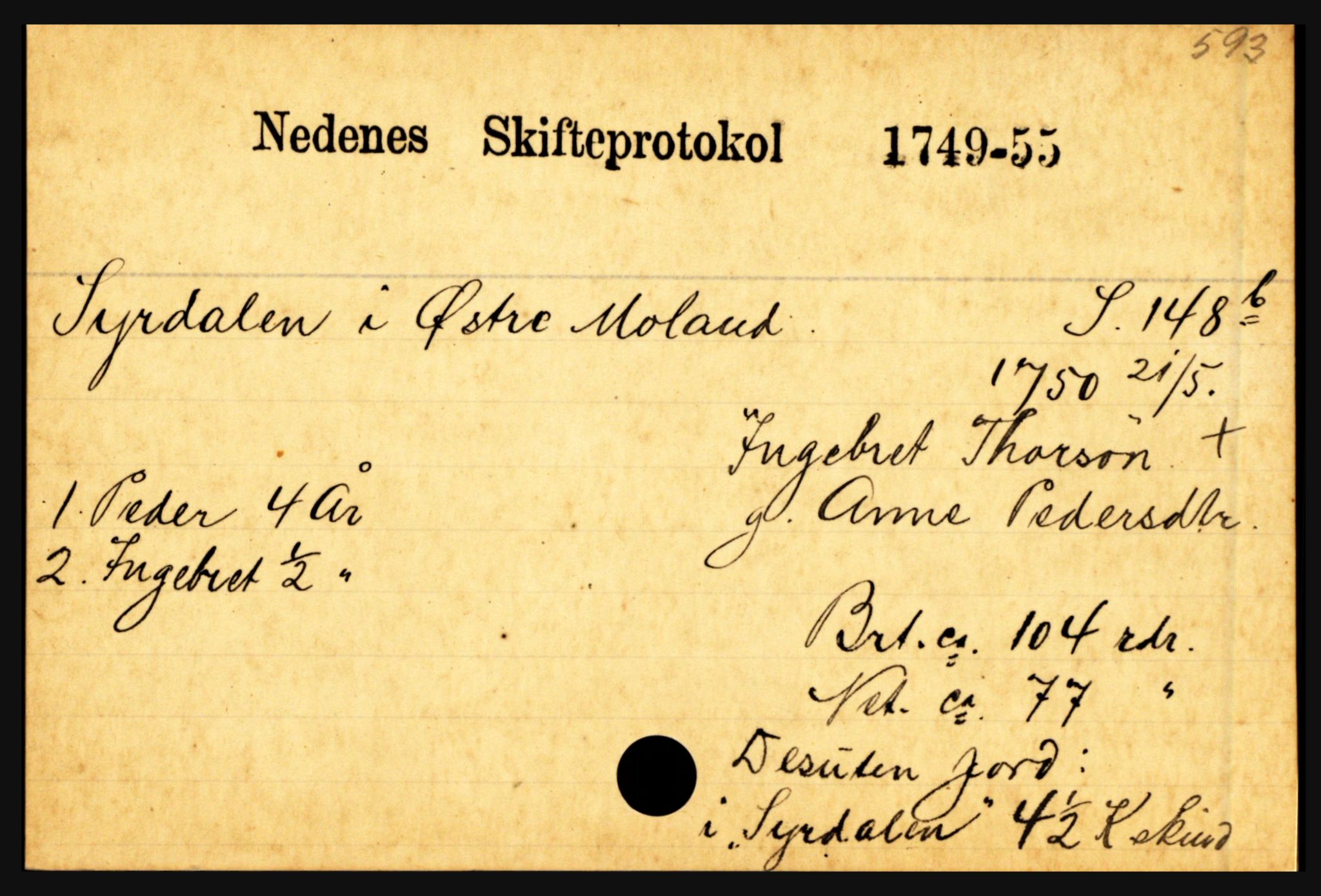 Nedenes sorenskriveri før 1824, AV/SAK-1221-0007/H, p. 29419