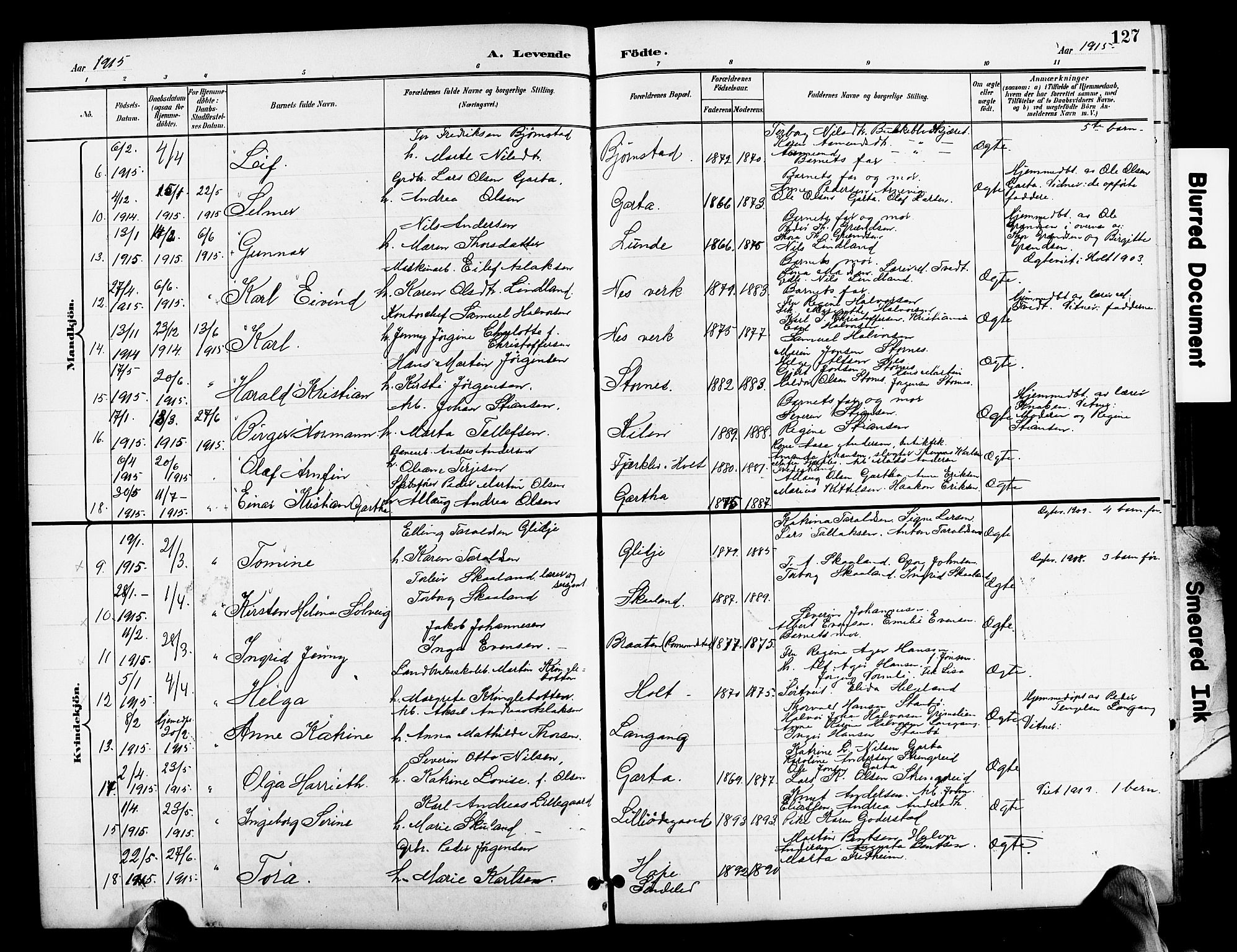 Holt sokneprestkontor, SAK/1111-0021/F/Fb/L0011: Parish register (copy) no. B 11, 1897-1921, p. 127