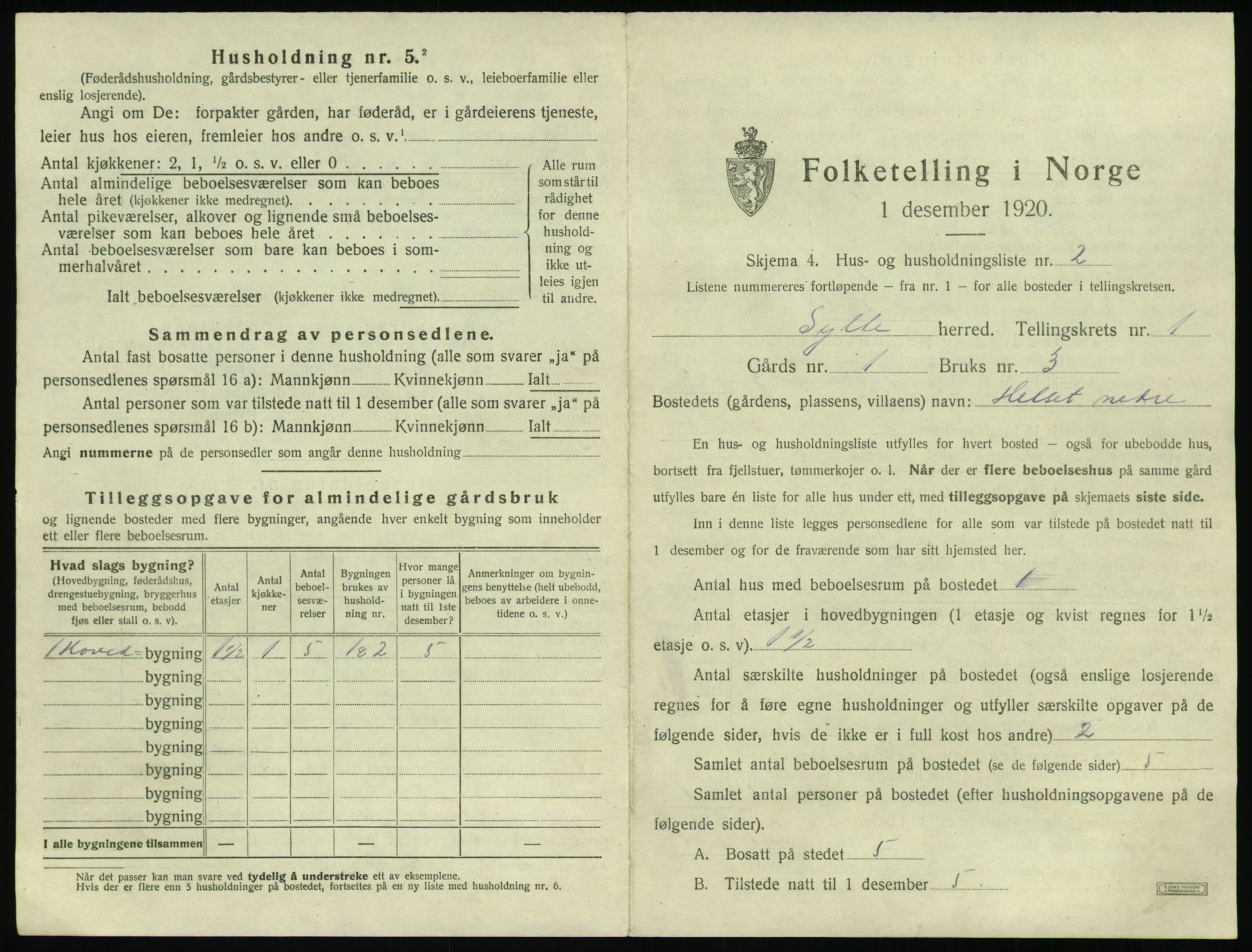 SAT, 1920 census for Sylte, 1920, p. 25