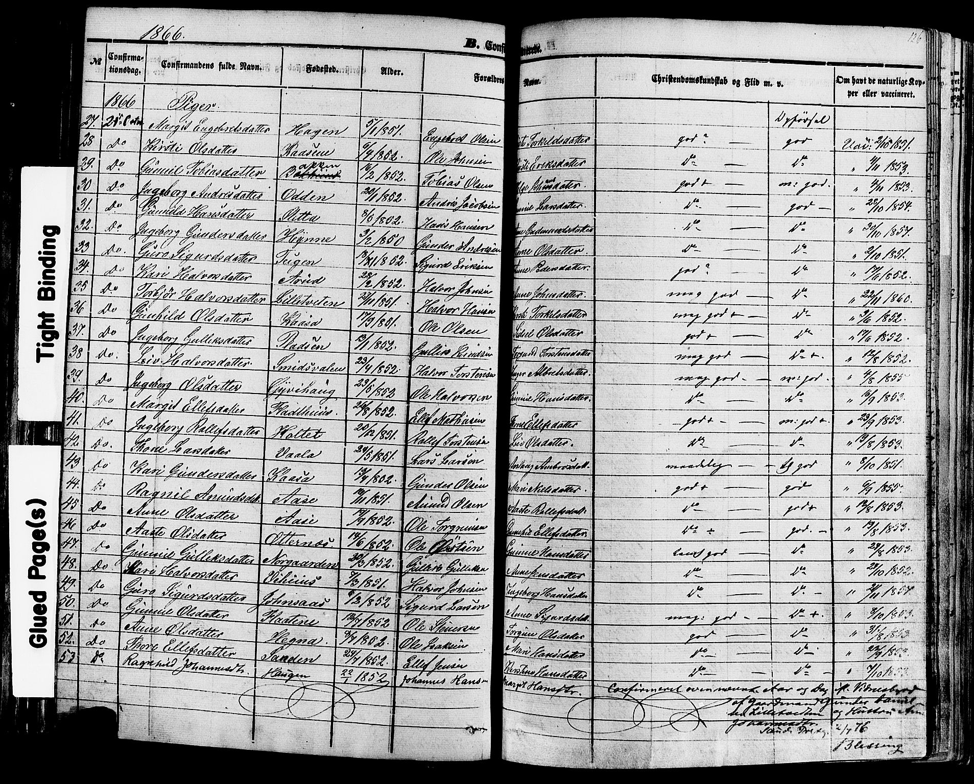 Sauherad kirkebøker, SAKO/A-298/F/Fa/L0007: Parish register (official) no. I 7, 1851-1873, p. 126