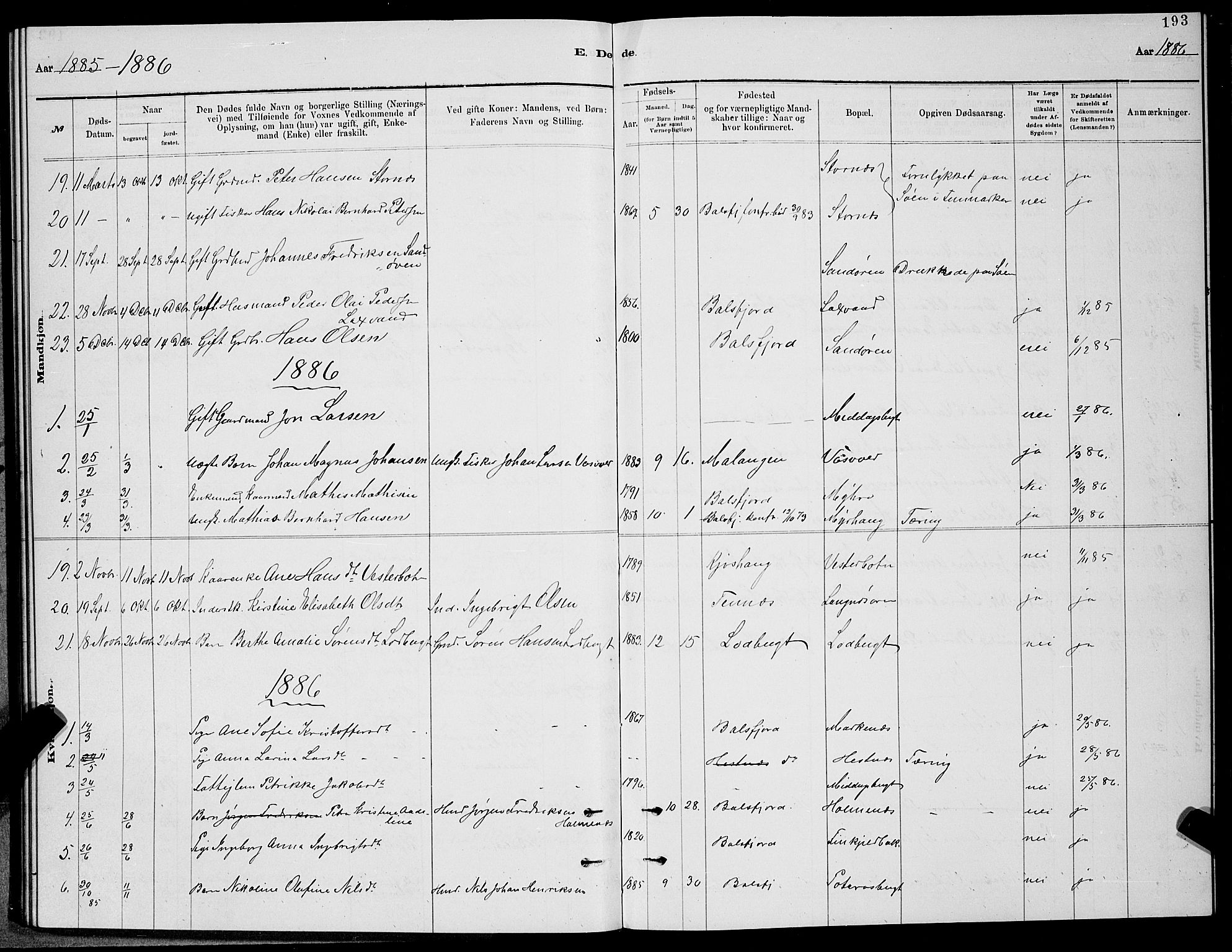 Balsfjord sokneprestembete, SATØ/S-1303/G/Ga/L0007klokker: Parish register (copy) no. 7, 1878-1889, p. 193