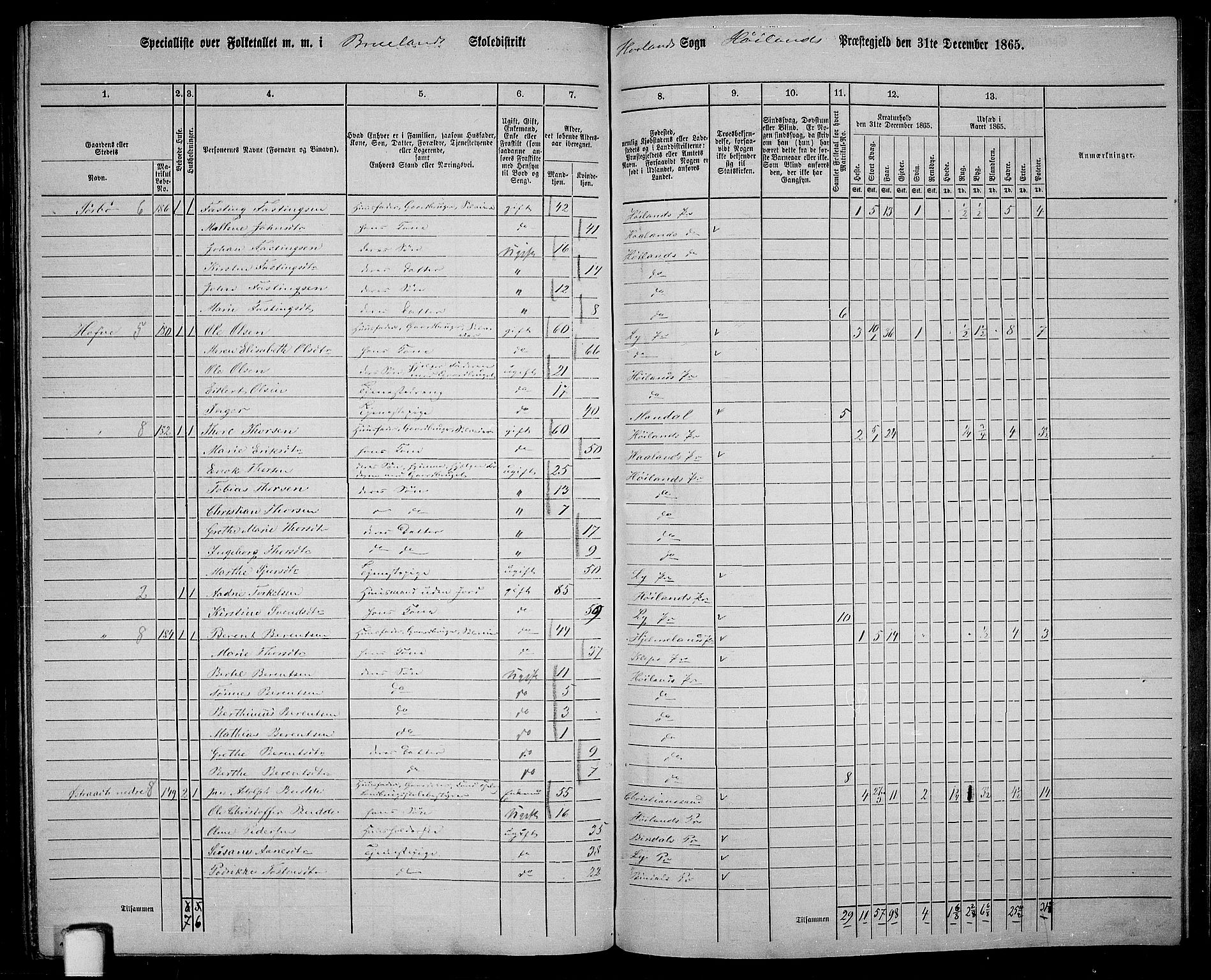 RA, 1865 census for Høyland, 1865, p. 130