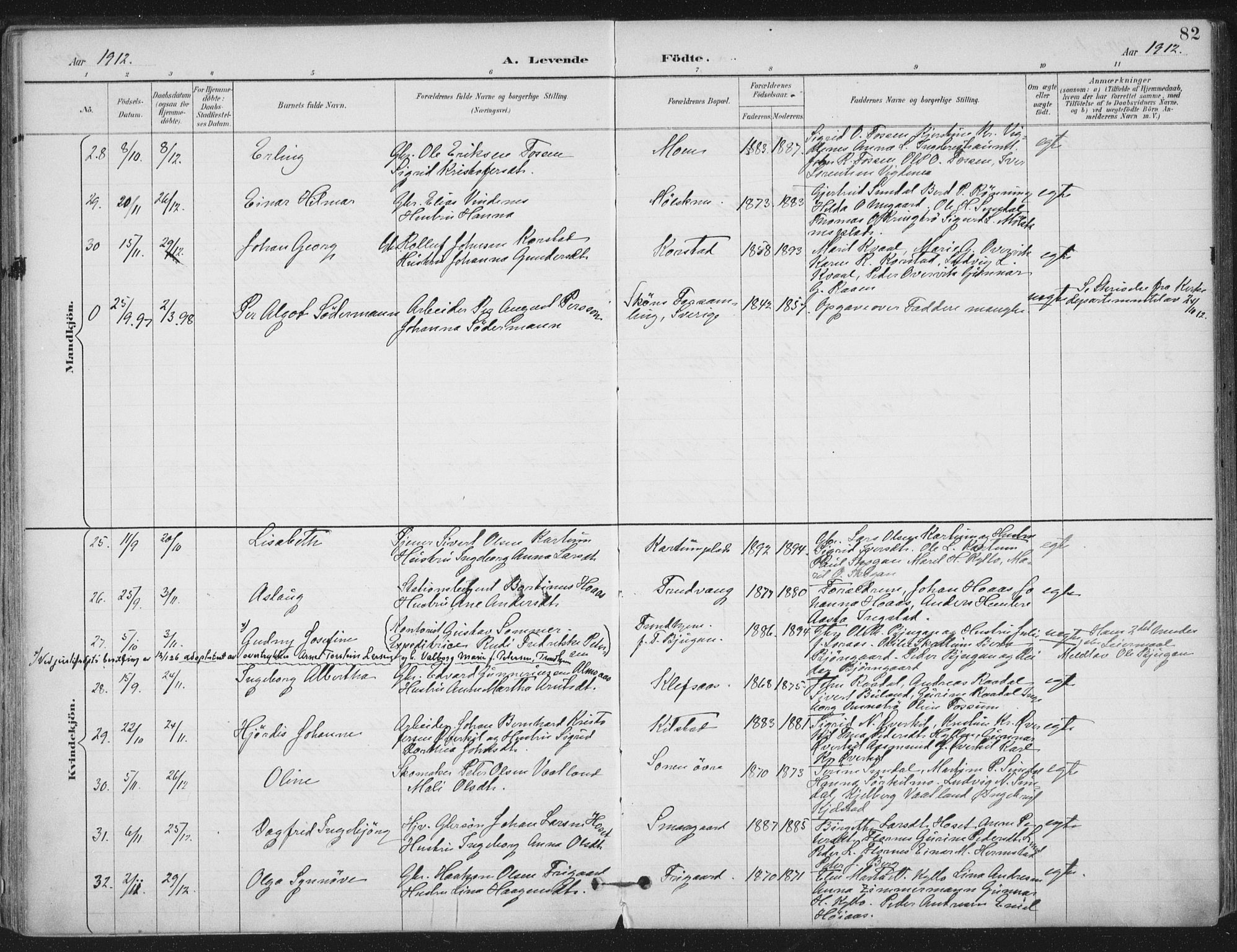 Ministerialprotokoller, klokkerbøker og fødselsregistre - Nord-Trøndelag, SAT/A-1458/703/L0031: Parish register (official) no. 703A04, 1893-1914, p. 82