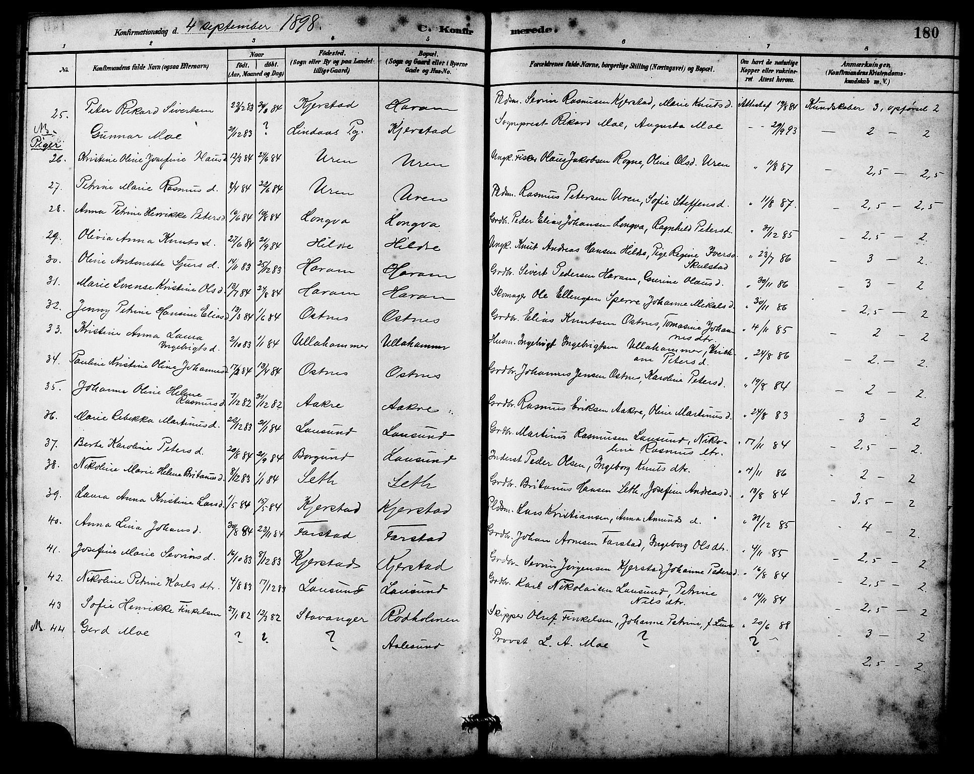 Ministerialprotokoller, klokkerbøker og fødselsregistre - Møre og Romsdal, AV/SAT-A-1454/536/L0510: Parish register (copy) no. 536C05, 1881-1898, p. 180