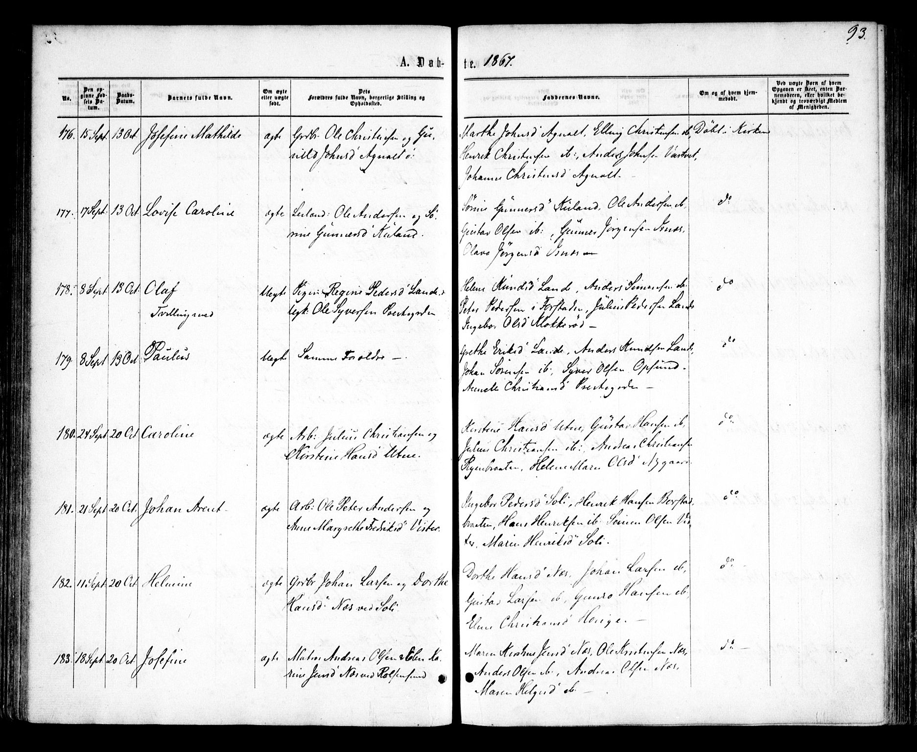 Tune prestekontor Kirkebøker, AV/SAO-A-2007/F/Fa/L0014: Parish register (official) no. 14, 1864-1868, p. 93