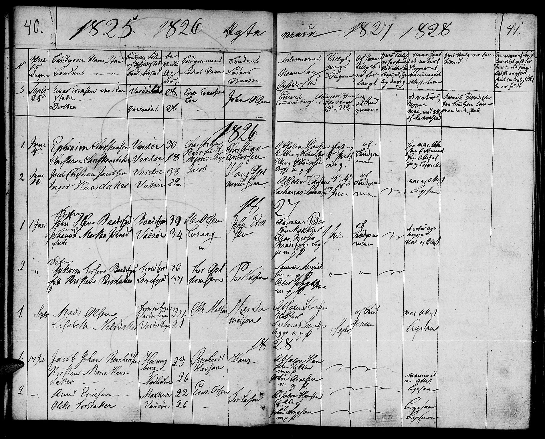 Vardø sokneprestkontor, AV/SATØ-S-1332/H/Ha/L0002kirke: Parish register (official) no. 2, 1805-1842, p. 40-41