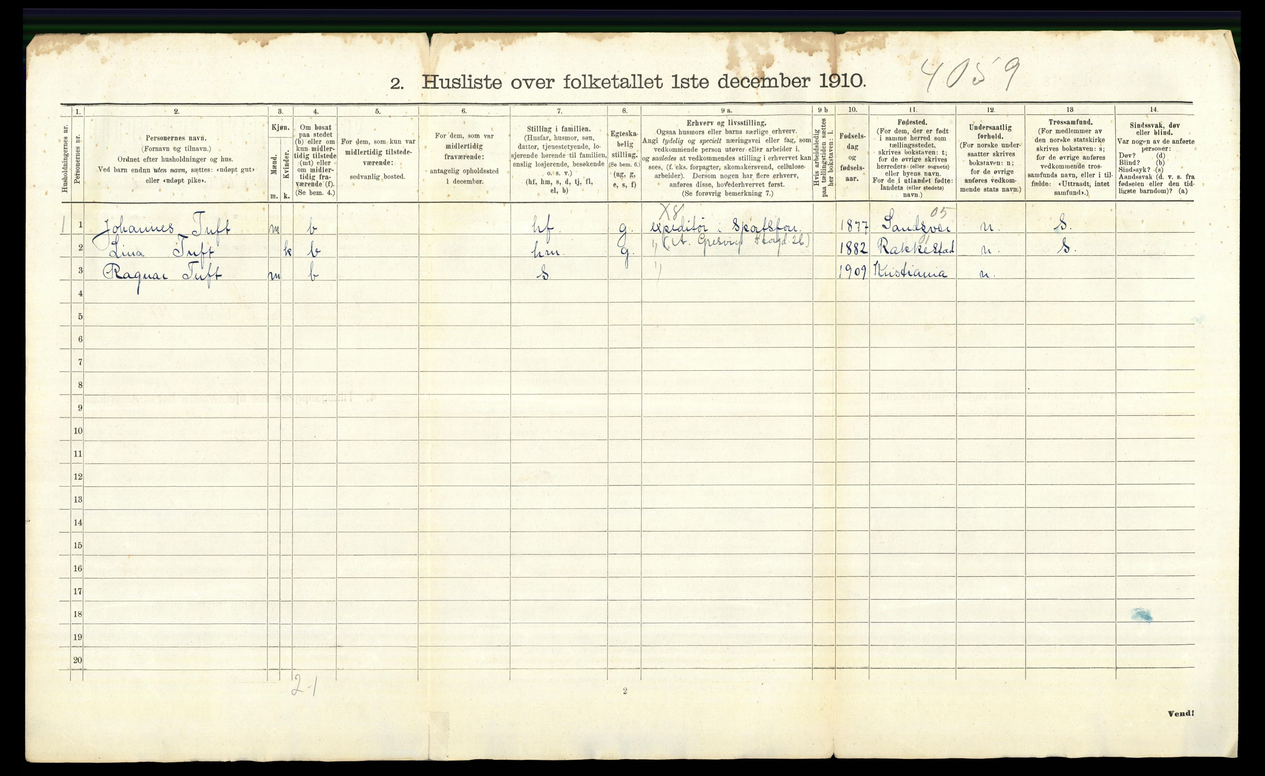 RA, 1910 census for Aker, 1910, p. 4288