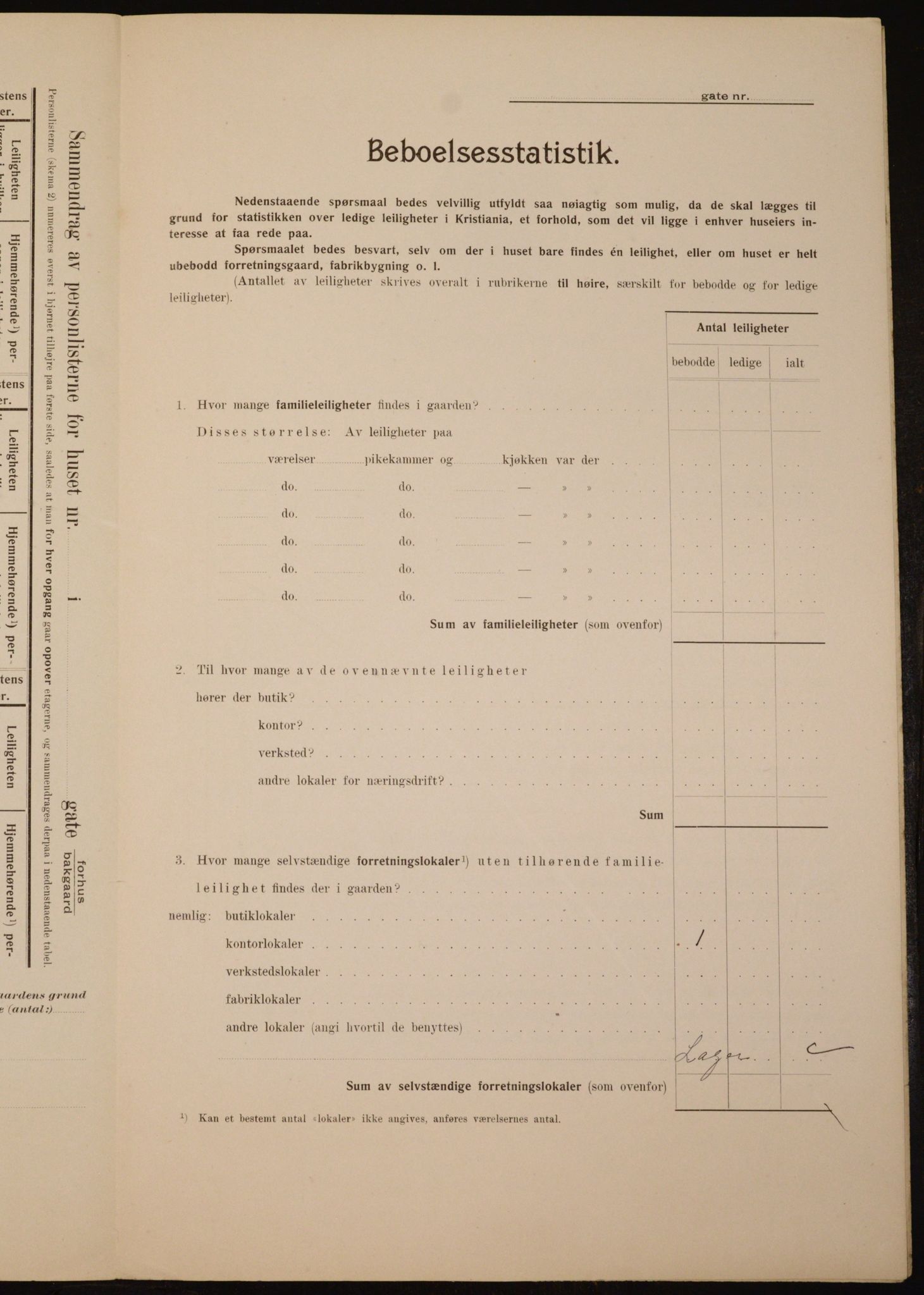 OBA, Municipal Census 1910 for Kristiania, 1910, p. 117830