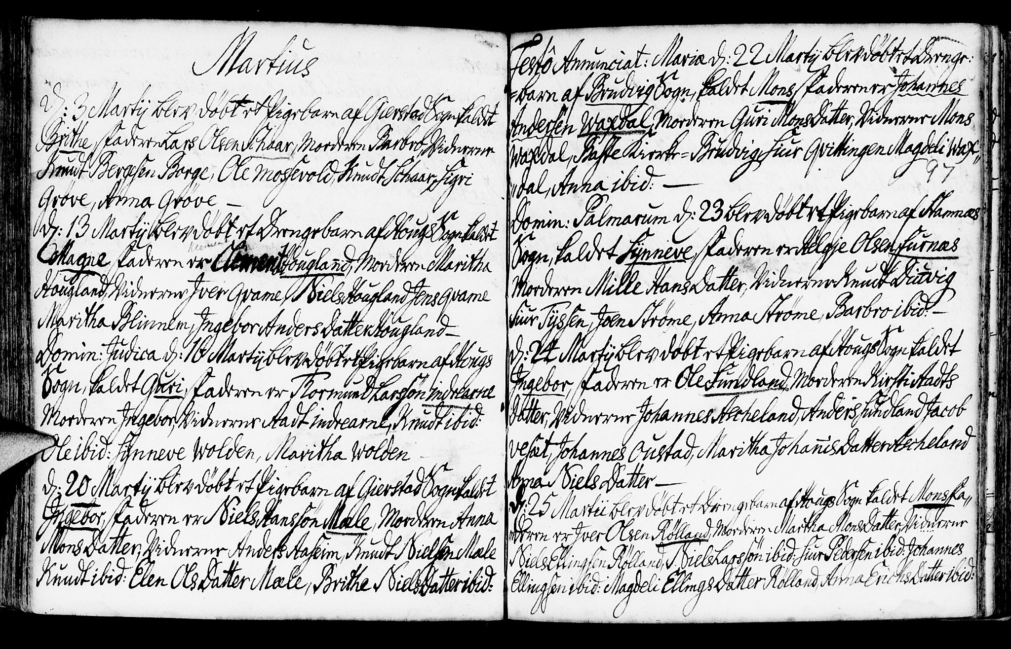 Haus sokneprestembete, AV/SAB-A-75601/H/Haa: Parish register (official) no. A 6, 1748-1758, p. 97