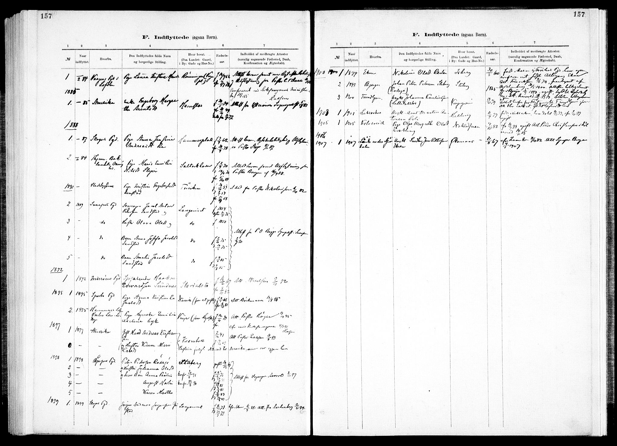 Ministerialprotokoller, klokkerbøker og fødselsregistre - Nord-Trøndelag, SAT/A-1458/733/L0325: Parish register (official) no. 733A04, 1884-1908, p. 157