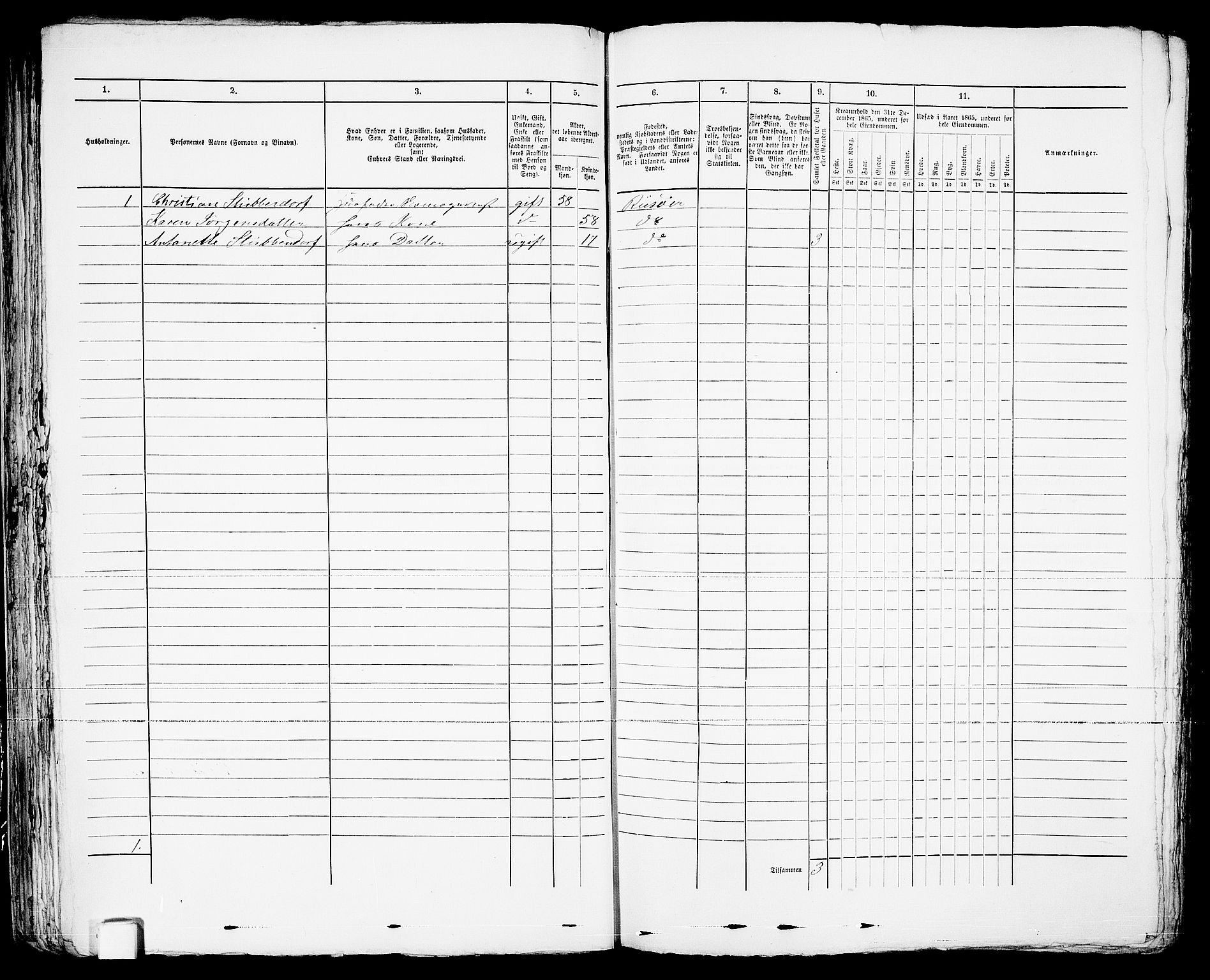 RA, 1865 census for Risør/Risør, 1865, p. 100