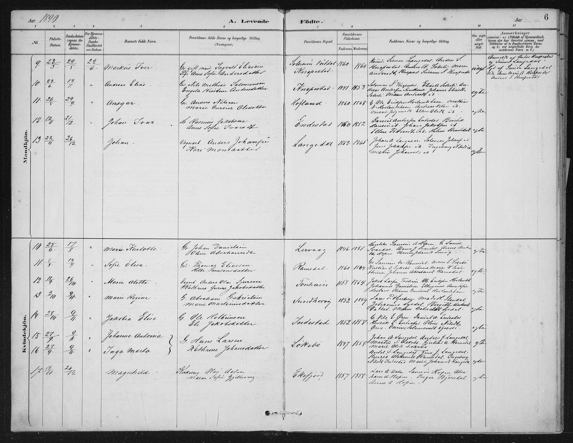 Kinn sokneprestembete, AV/SAB-A-80801/H/Haa/Haae/L0001: Parish register (official) no. E 1, 1890-1916, p. 6