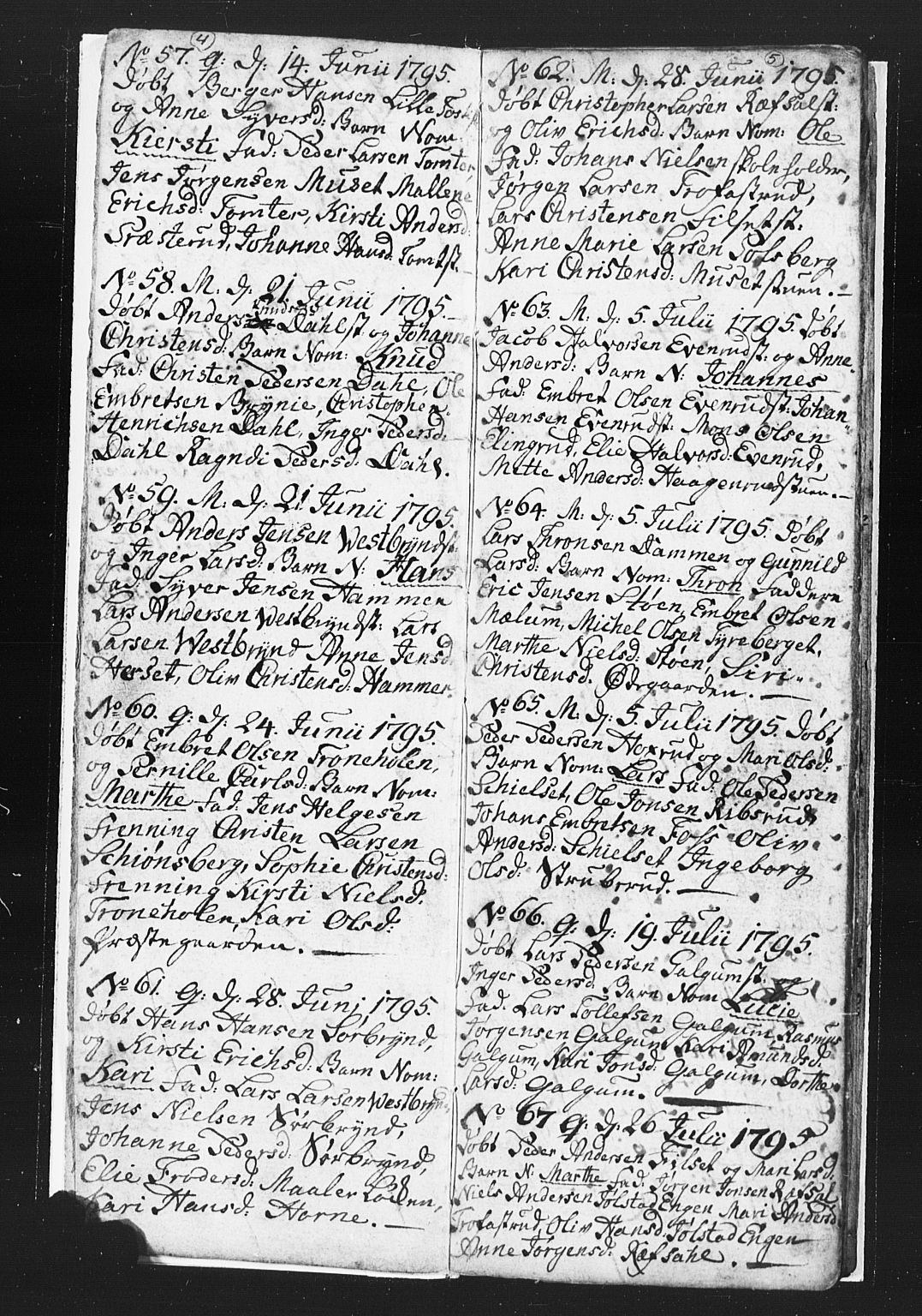 Romedal prestekontor, SAH/PREST-004/L/L0002: Parish register (copy) no. 2, 1795-1800, p. 4-5