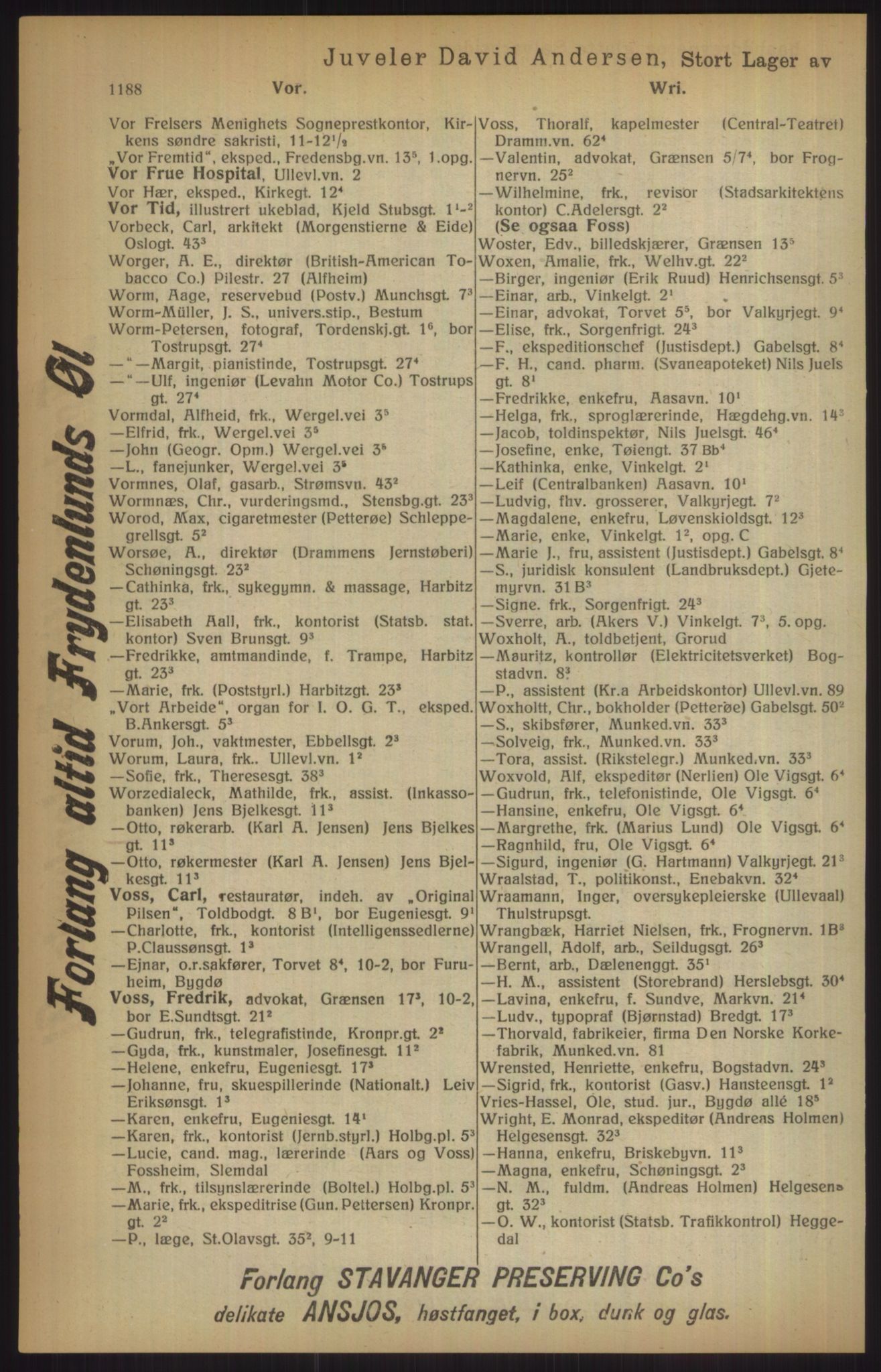 Kristiania/Oslo adressebok, PUBL/-, 1915, p. 1188