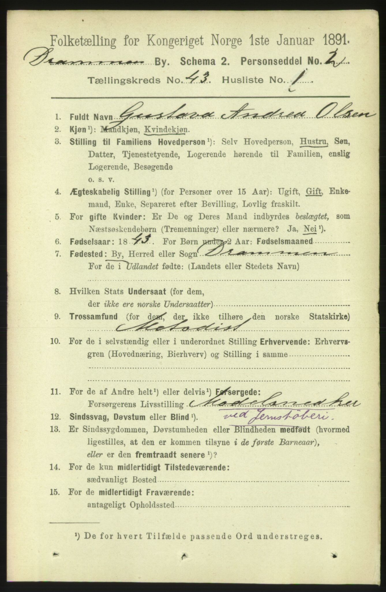 RA, 1891 census for 0602 Drammen, 1891, p. 25040