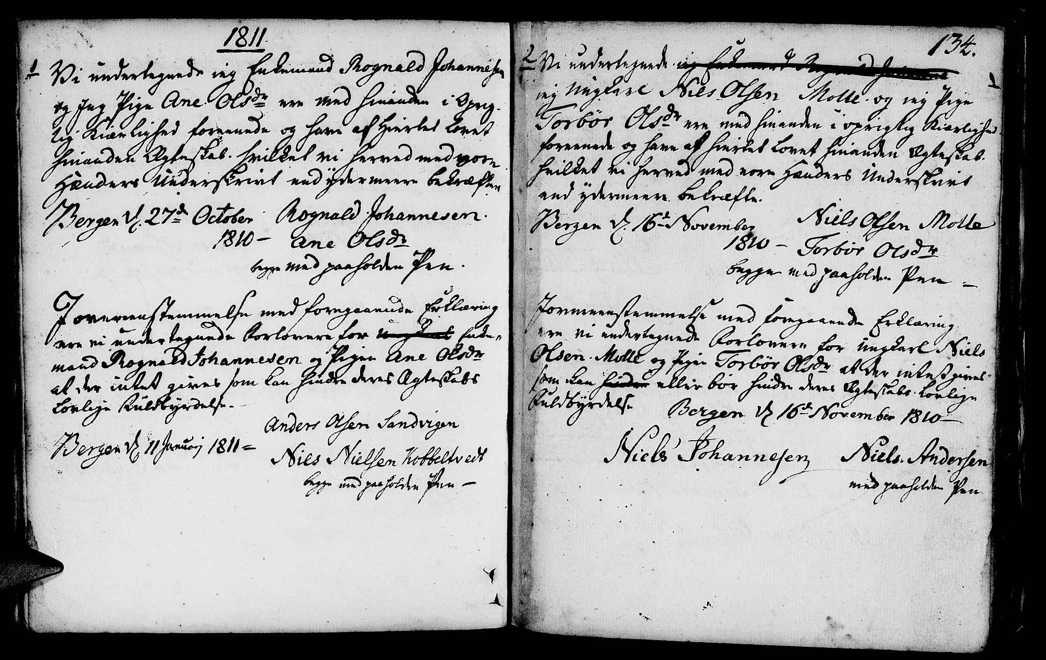 St. Jørgens hospital og Årstad sokneprestembete, SAB/A-99934: Parish register (official) no. A 1, 1743-1823, p. 134