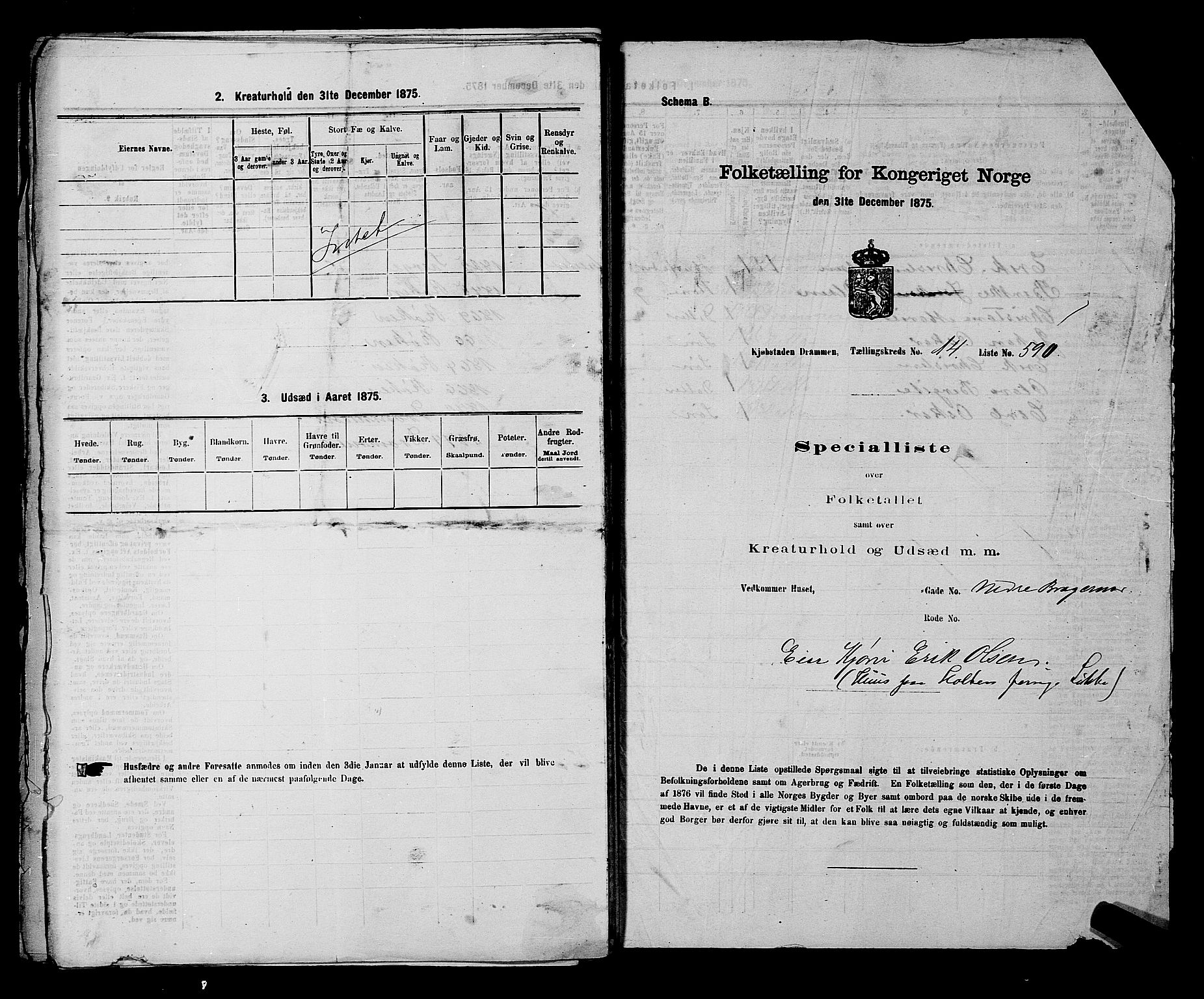 SAKO, 1875 census for 0602 Drammen, 1875, p. 1622